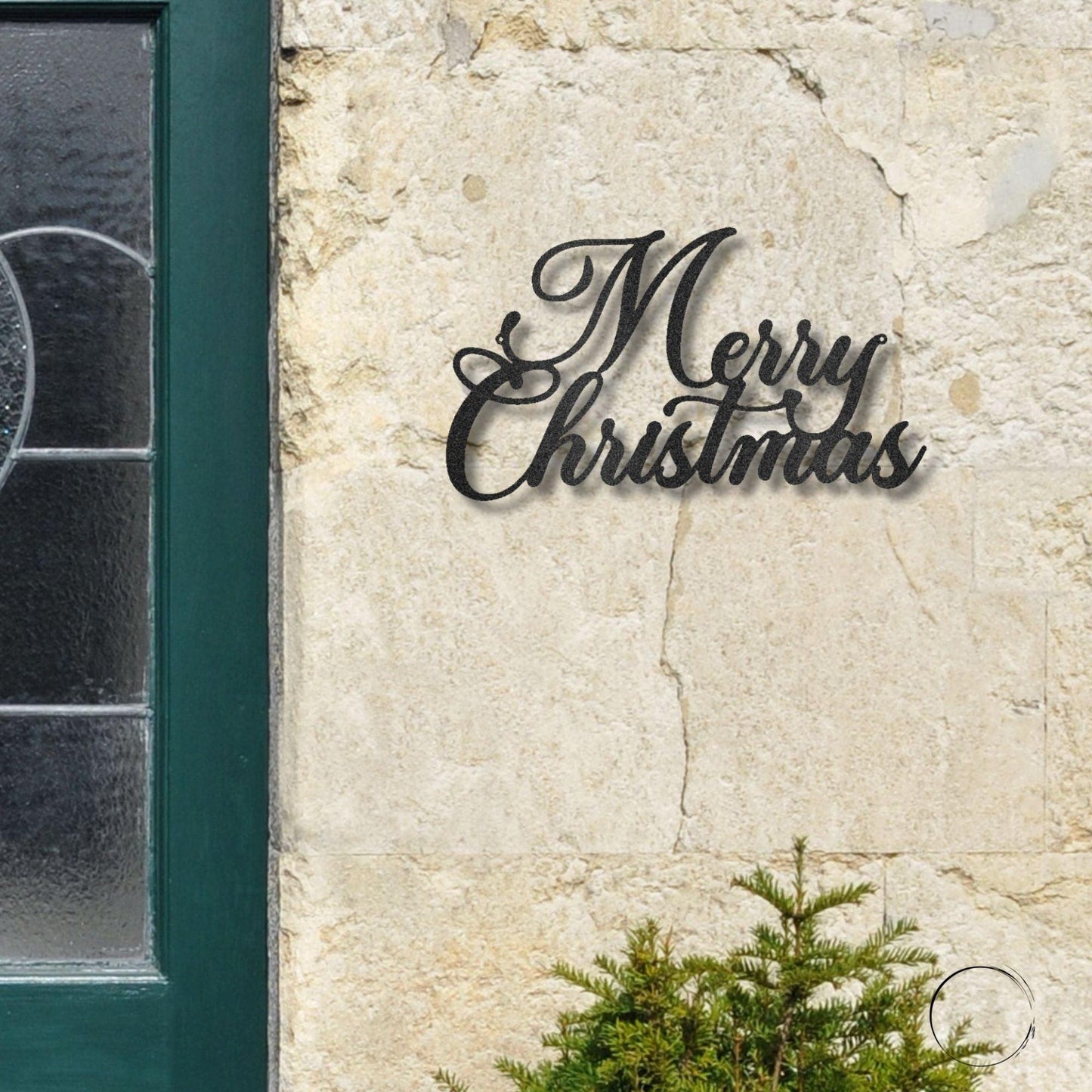 Merry Christmas Script Lettering Metal Wall Sign - Mallard Moon Gift Shop