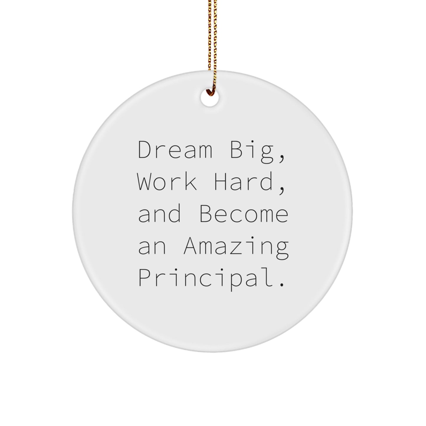 Principal Gifts from Friends: Inspirational Circle Ornament for Christmas - 'Dream Big, Work Hard, And Become An Amazing Principal.'