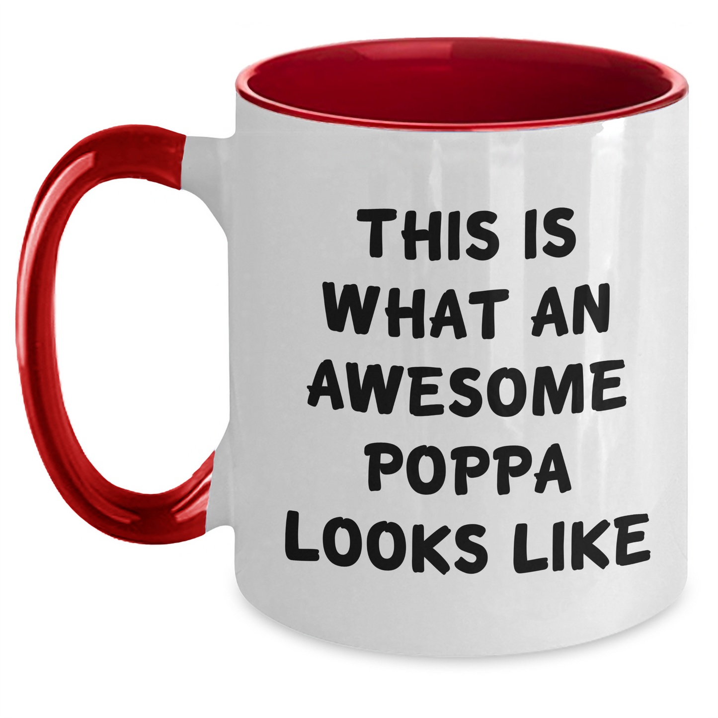 Funny Poppa Gifts for Men, Two Tone Coffee Mug - 'This Is What An Awesome Poppa Looks Like', Gifts from Friends and Family for Father's Day - Main