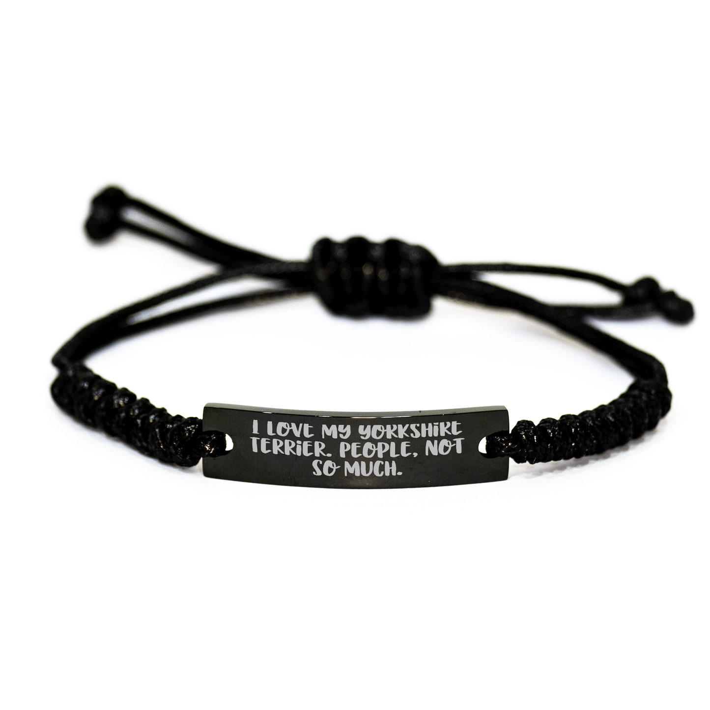 Yorkshire Terrier Dog Gifts, Funny Quote Rope Bracelet, Adjustable Black Stainless Steel, Gifts from Friends for Men, Father's Day Unique Gifts - Image 1