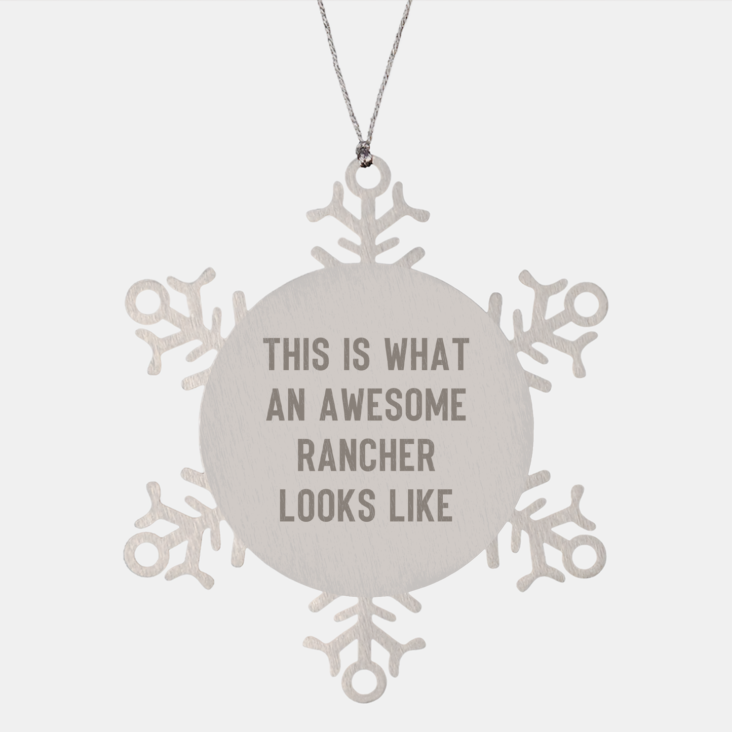 Rancher Inspirational Gifts from Friends - Funny Snowflake Ornament for Christmas, 'This Is What An Awesome Rancher Looks Like' Quote, Unique Present for Men, Women, or Family