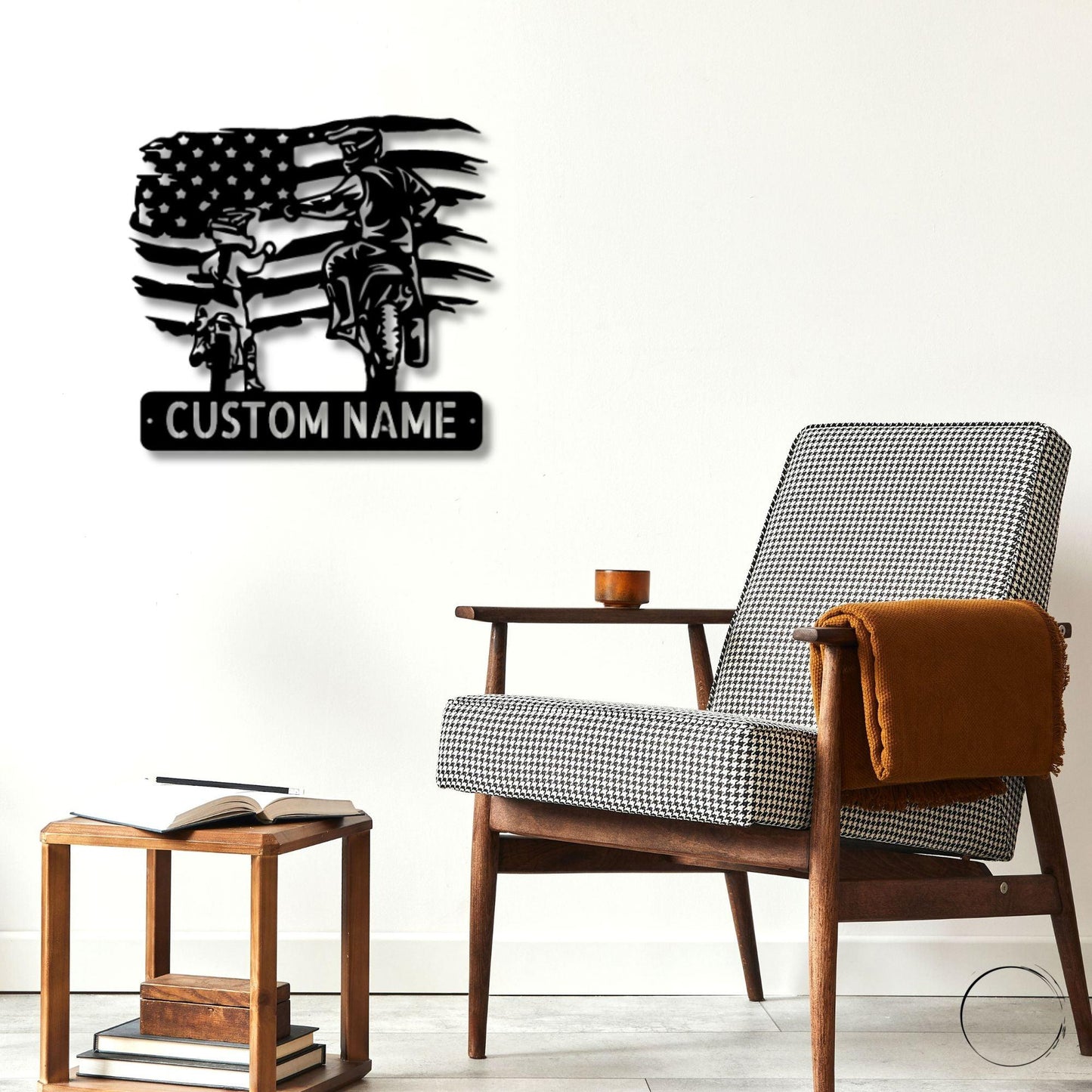 American Motocross Family Monogram Indoor Outdoor Steel Wall Sign - Mallard Moon Gift Shop