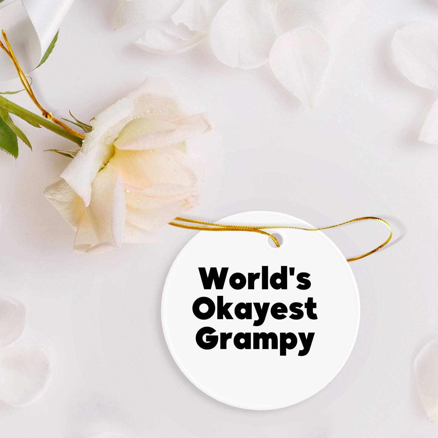 World's Okayest Grampy Circle Ornament, Funny Grampy Gifts for Men from Friends, Unique Christmas Circle Ornament for Grampy's Home, Gifts for Grampy