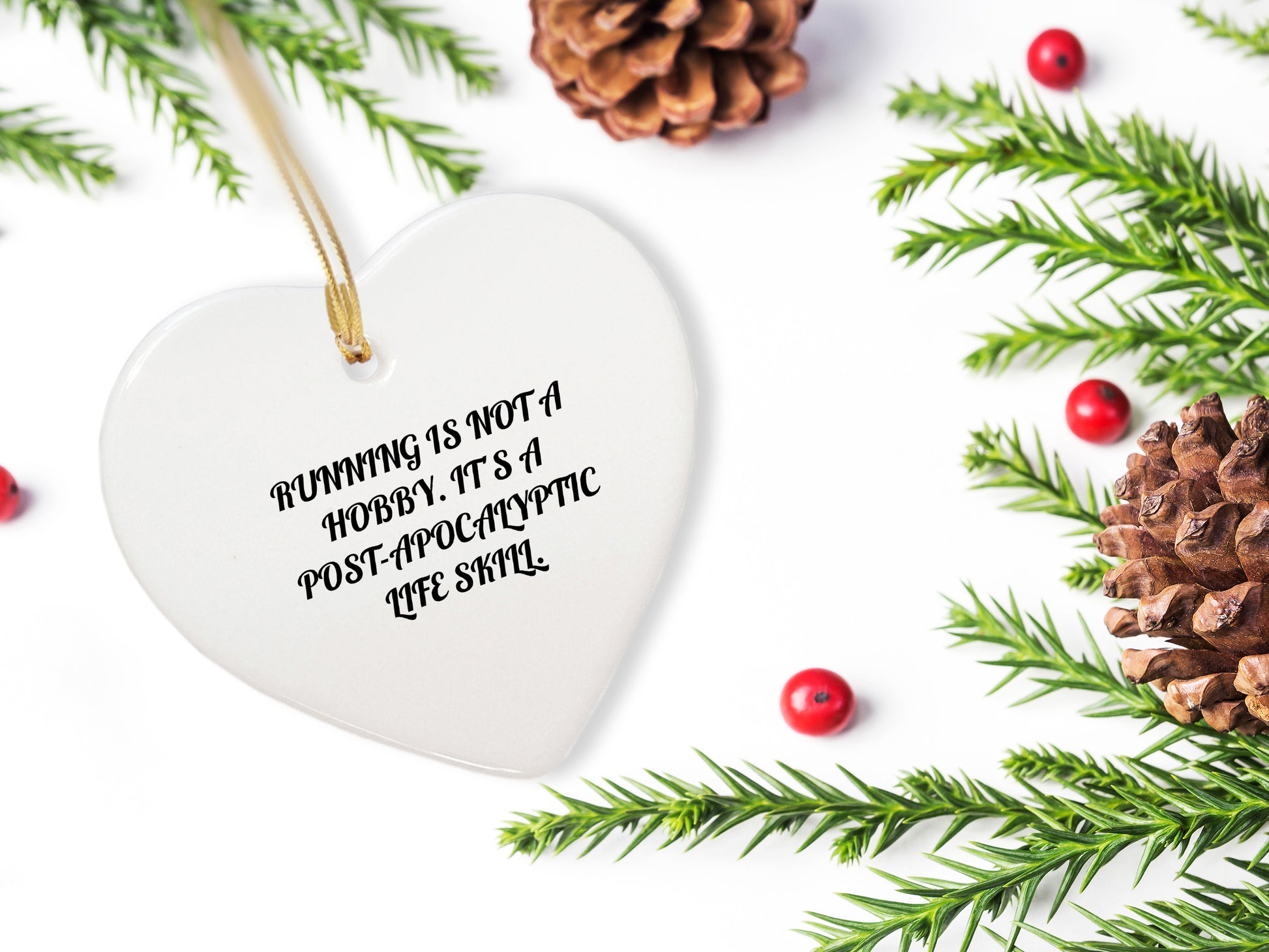 Running Enthusiast Gifts from Friends for Christmas - Heart Ornament with Funny Quote