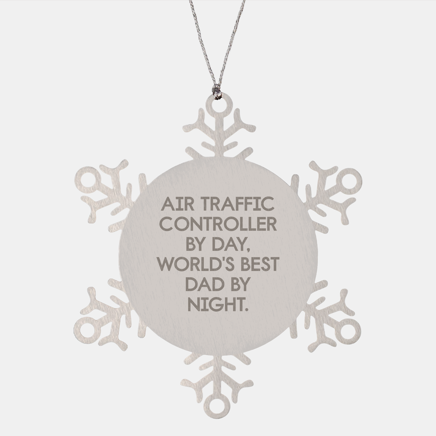 Funny Air Traffic Controller Gifts from Dad for Men, Snowflake Ornament for Christmas Unique Gifts - Image 1