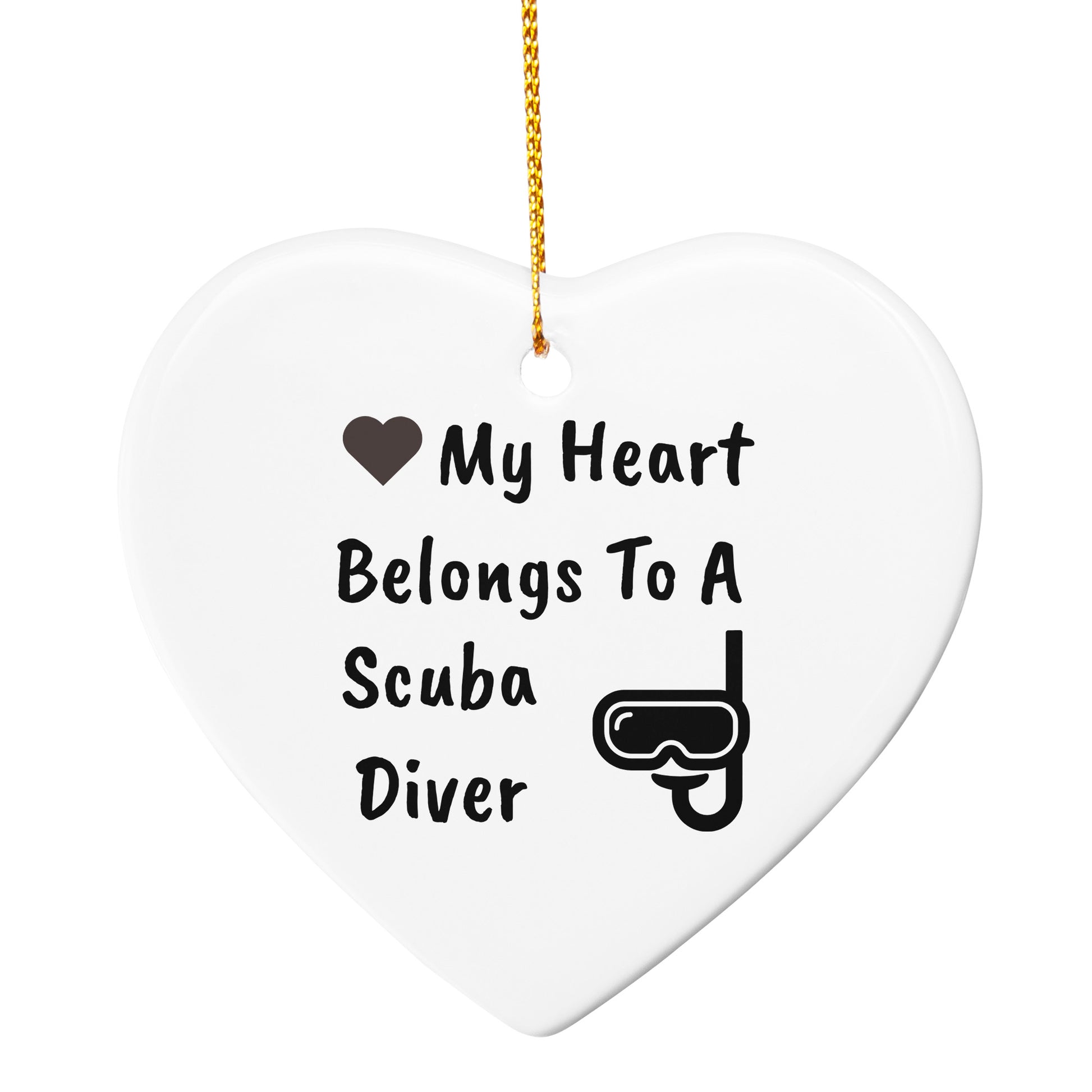 Scuba Diver Heart-shaped Hanging Ornament - My Heart Belongs To A Scuba Diver