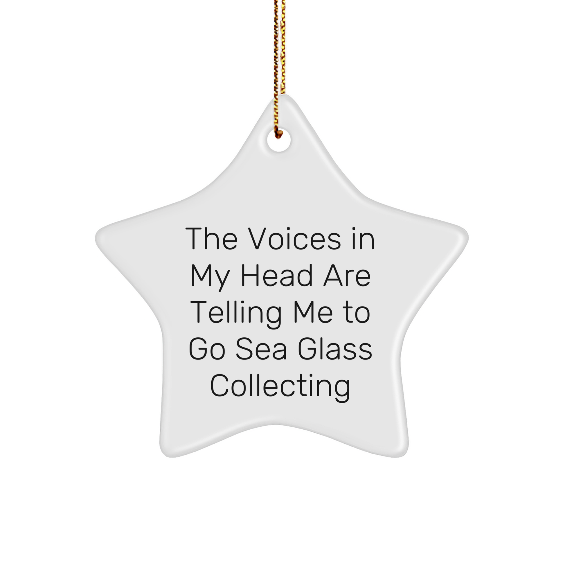 Sea Glass Collecting Friends Gifts, Funny Star Ornament, 'The Voices In My Head Are Telling Me To Go Sea Glass Collecting' Christmas Unique Gifts from Friends to Sea Glass Collecting Enthusiasts