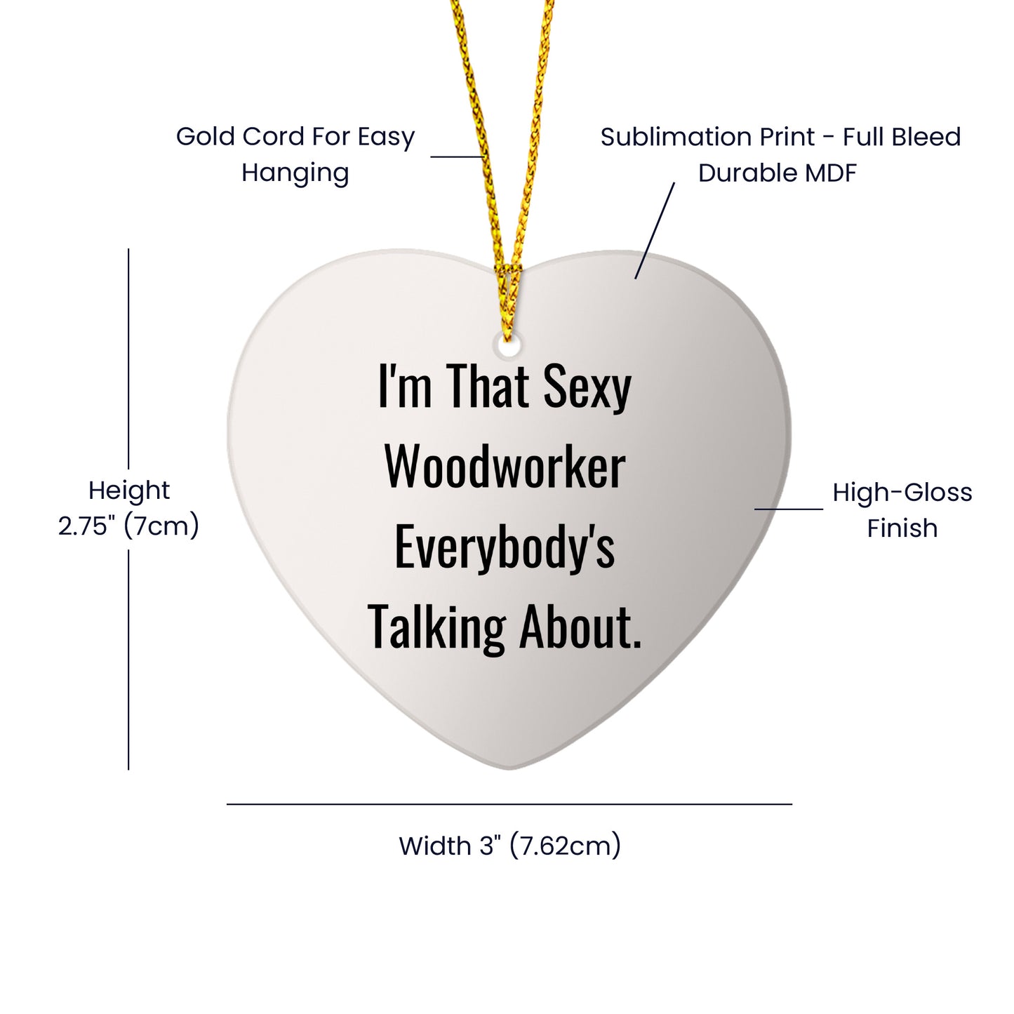 Sexy Woodworker Heart Ornament Gifts from Friends to Men, I'm That Sexy Woodworker Everybody's Talking About, Christmas Unique Woodworker Gifts