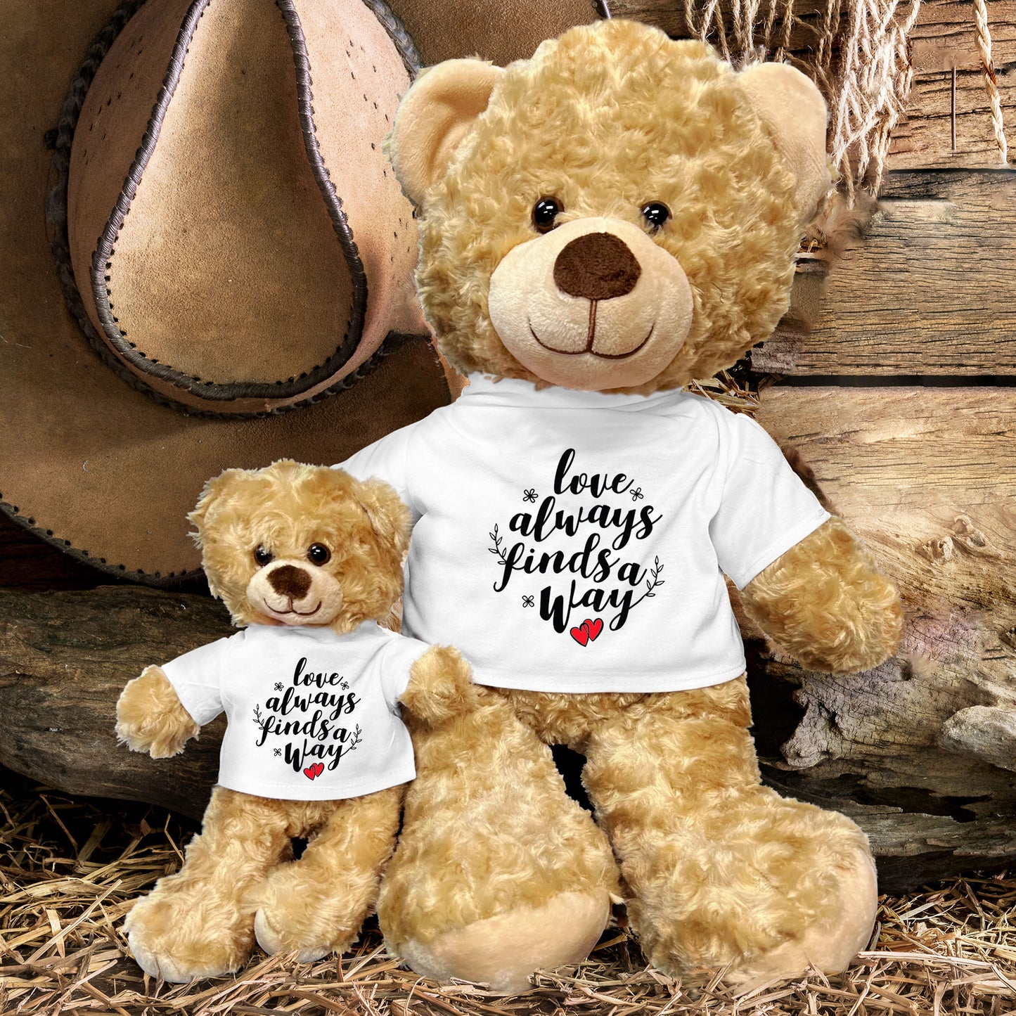 Love Finds A Way - Plush Lamb, Panda, or Teddy Bear with Tee Shirt Romantic Gift for Sweetheart - Mallard Moon Gift Shop