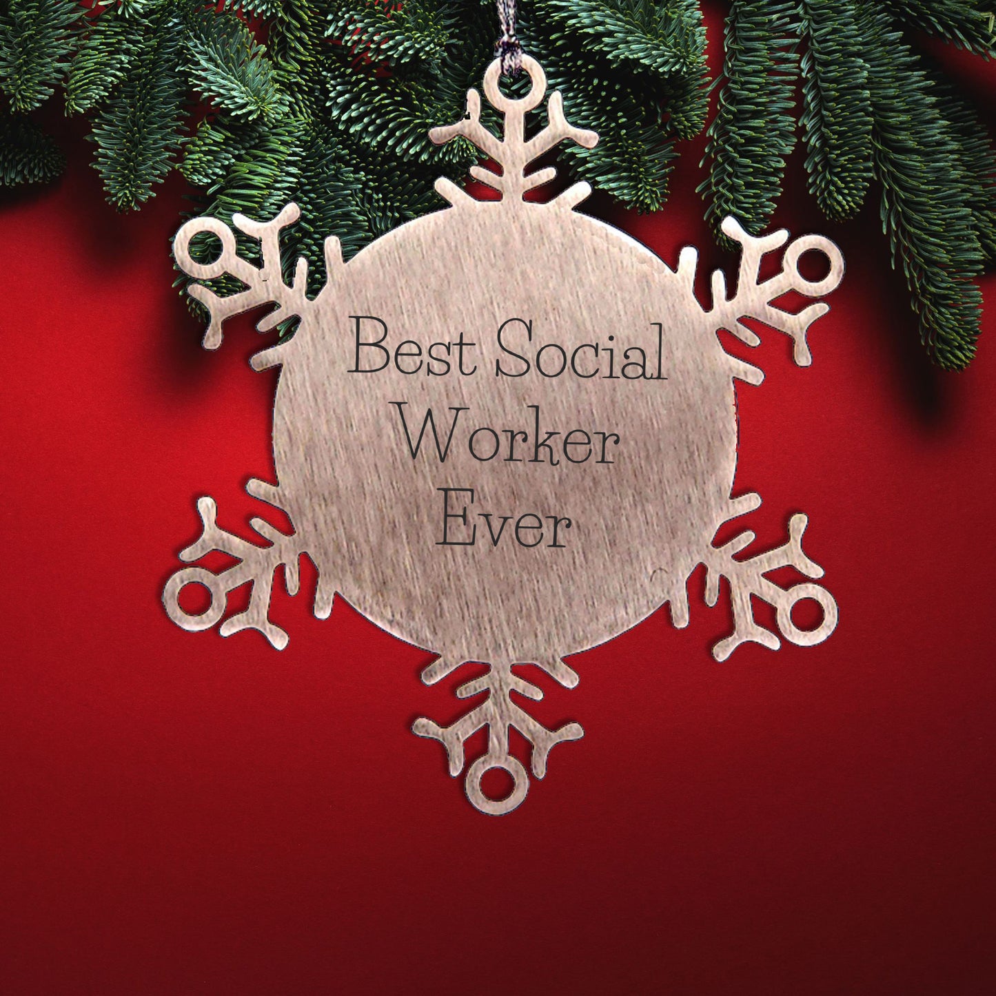Social Worker Gifts, Funny Snowflake Ornament, 'Best Social Worker Ever' Quote, Gift from Friends to Social Worker, Christmas Unique Gifts