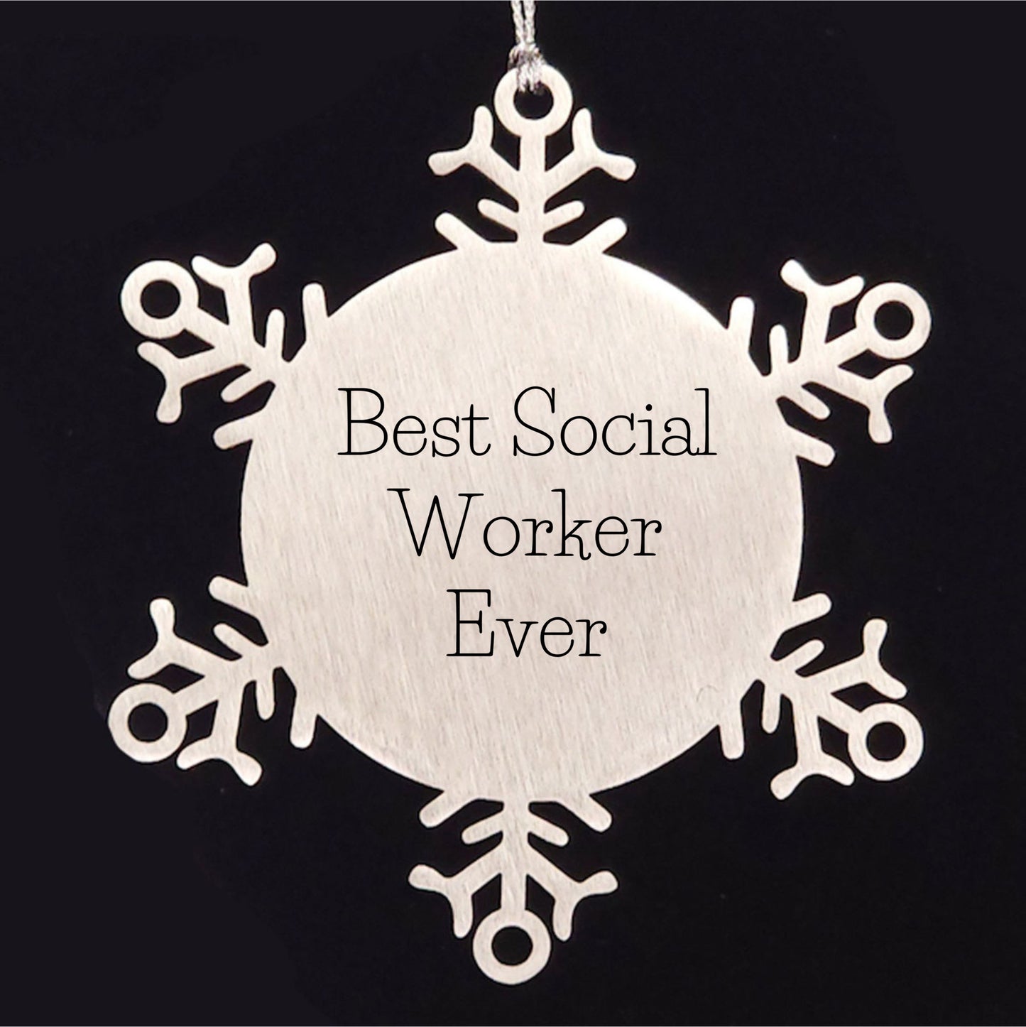 Social Worker Gifts, Funny Snowflake Ornament, 'Best Social Worker Ever' Quote, Gift from Friends to Social Worker, Christmas Unique Gifts