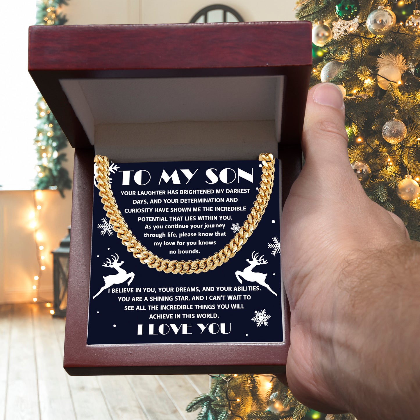 Gift for your Son - I Believe in You - Cuban Chain Link Necklace - Mallard Moon Gift Shop