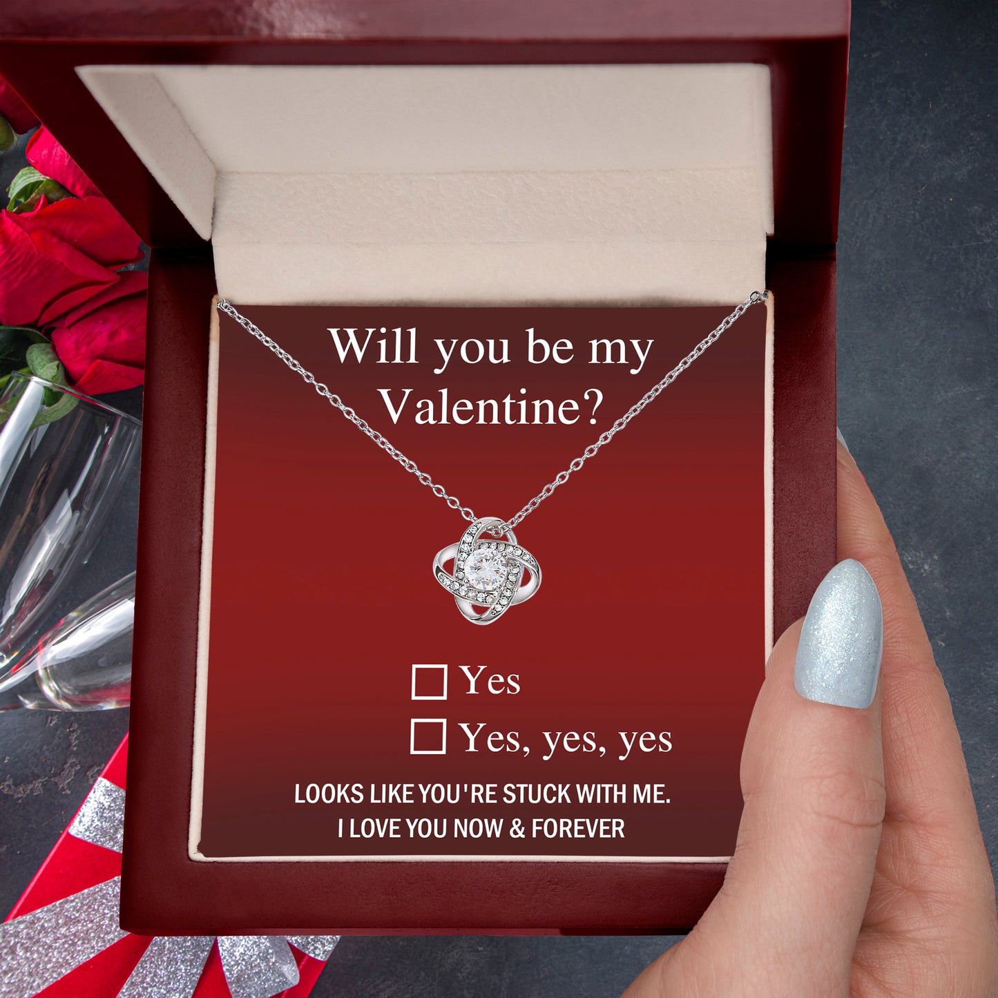 Valentine Love Knot Necklace - Just Say Yes - Mallard Moon Gift Shop