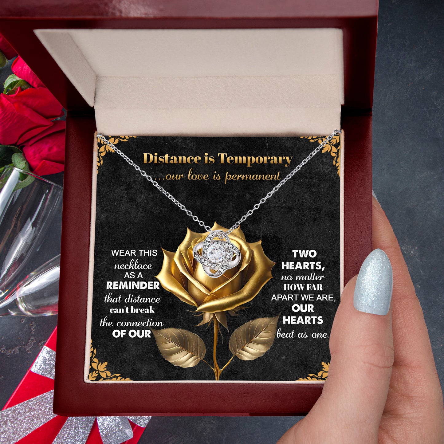 Romantic Necklace with Message Card – The Perfect Gift for Long-Distance Relationships - Mallard Moon Gift Shop