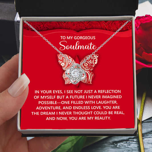 Gift for Soulmate - Endless Love - Romantic Love Knot Necklace with Sentimental Message - Mallard Moon Gift Shop