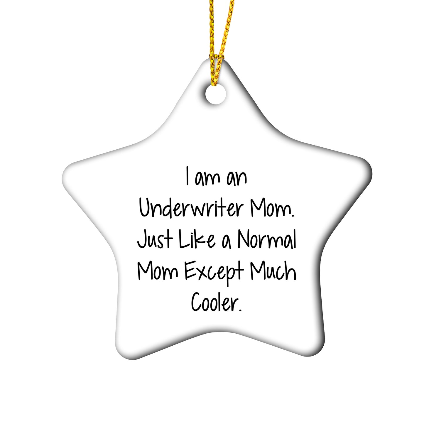 Underwriter Mom Gifts, Christmas Circle Ornament, 'I Am An Underwriter Mom' Quote, Durable MDF, White, for Women, Friends, Family, Colorful, Lightweight, Easy Hanging, Festive, Unique - Mallard Moon