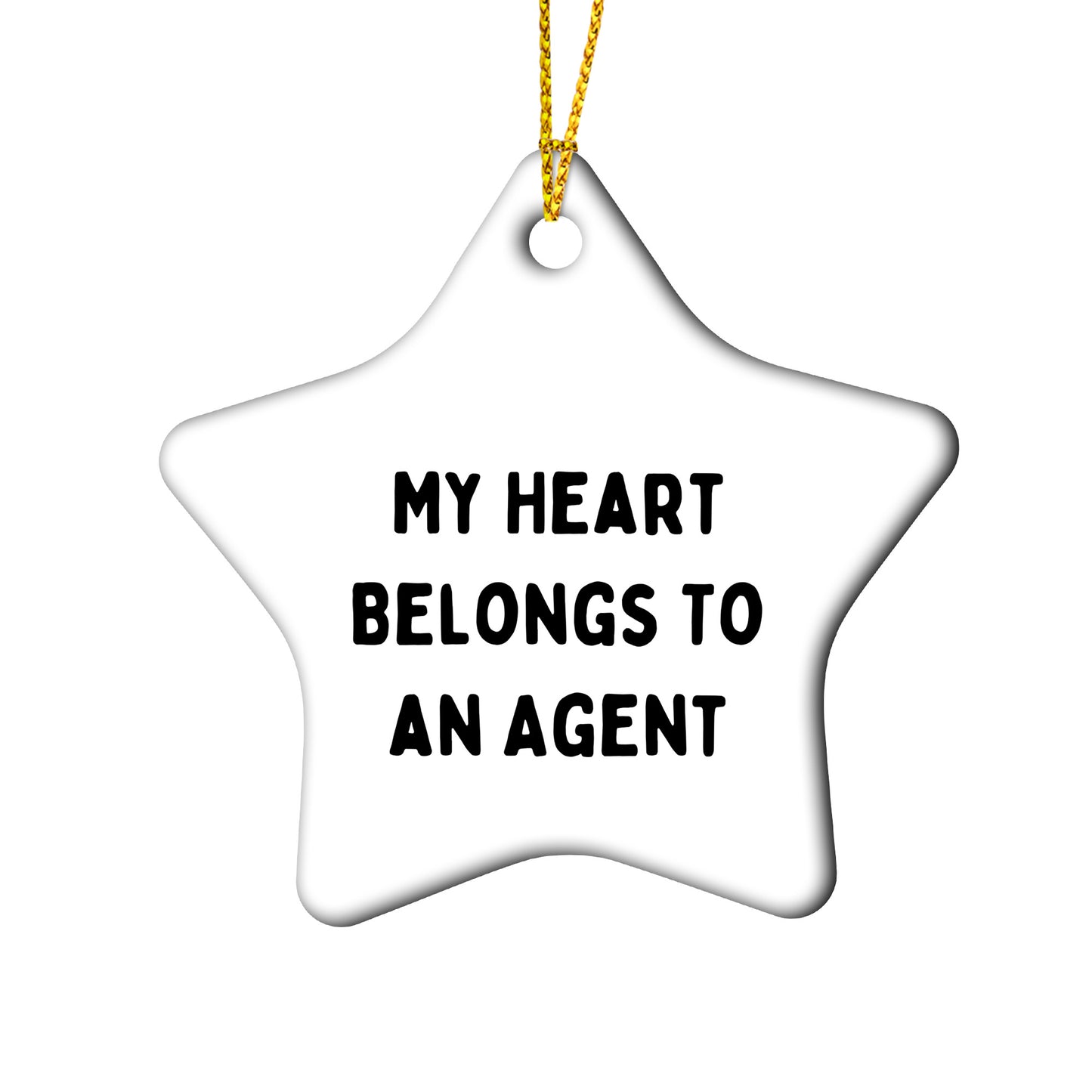Funny Agent Gifts for Him or Her - My Heart Belongs To An Agent Circle Ornament, Agent Lover Gifts, Christmas Unique Gifts from Friends, Coworkers, Family
