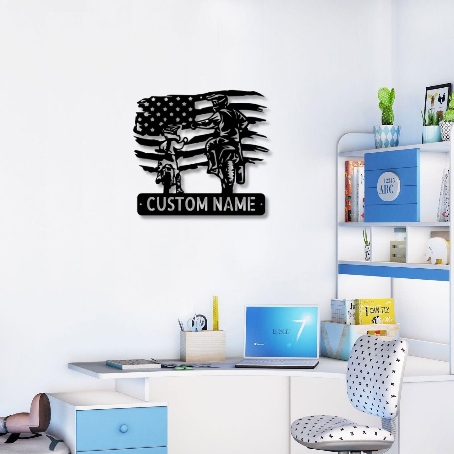American Motocross Family Monogram Indoor Outdoor Steel Wall Sign - Mallard Moon Gift Shop