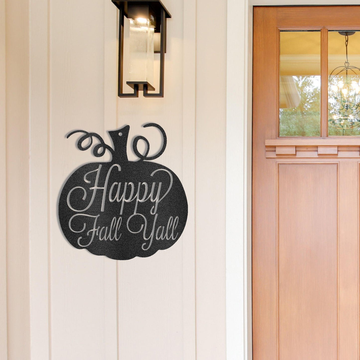 Happy Fall Y'all Metal Pumpkin Sign – Fall Décor for Home, Porch, or Office - Mallard Moon Gift Shop