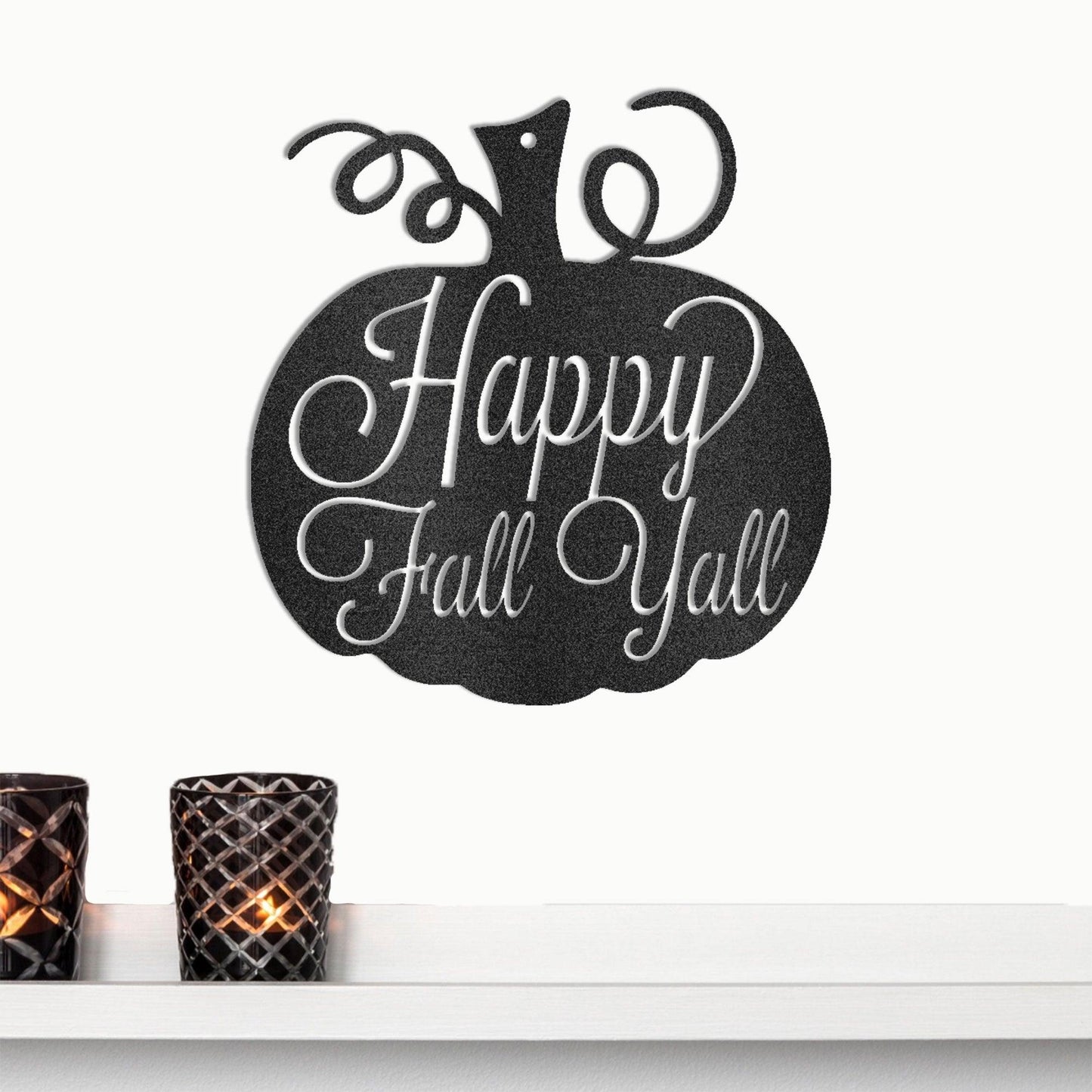 Happy Fall Y'all Metal Pumpkin Sign – Fall Décor for Home, Porch, or Office - Mallard Moon Gift Shop