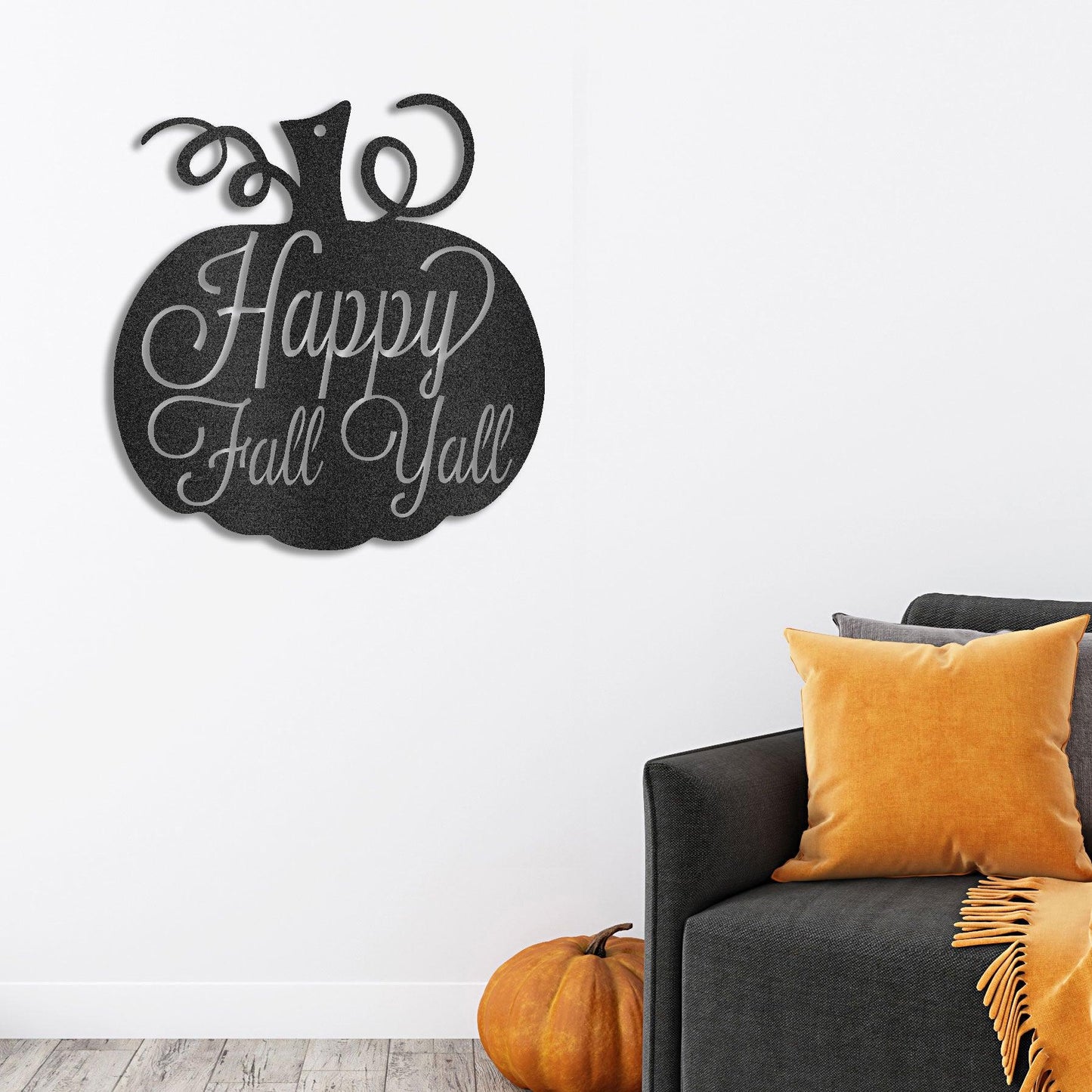 Happy Fall Y'all Metal Pumpkin Sign – Fall Décor for Home, Porch, or Office - Mallard Moon Gift Shop
