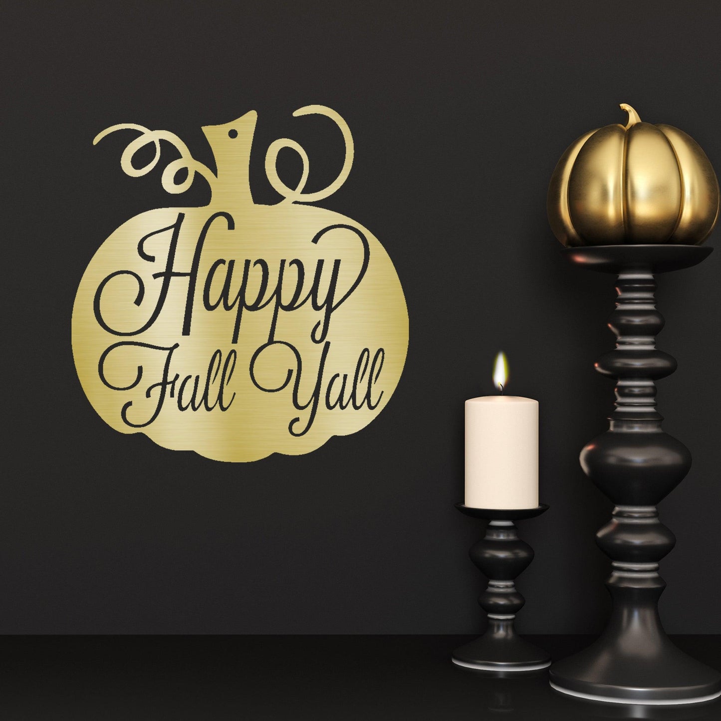 Happy Fall Y'all Metal Pumpkin Sign – Fall Décor for Home, Porch, or Office - Mallard Moon Gift Shop