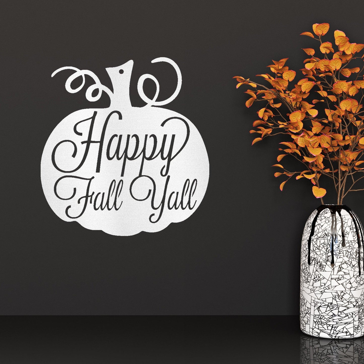Happy Fall Y'all Metal Pumpkin Sign – Fall Décor for Home, Porch, or Office - Mallard Moon Gift Shop