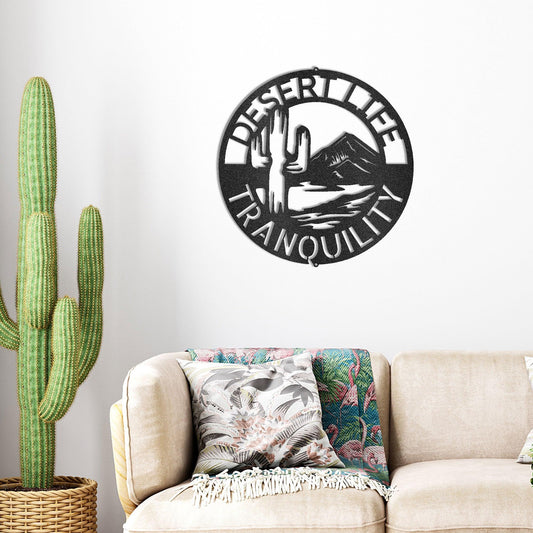 Desert Life Personalized Cactus Scene Indoor Outdoor Steel Wall Sign - Mallard Moon Gift Shop