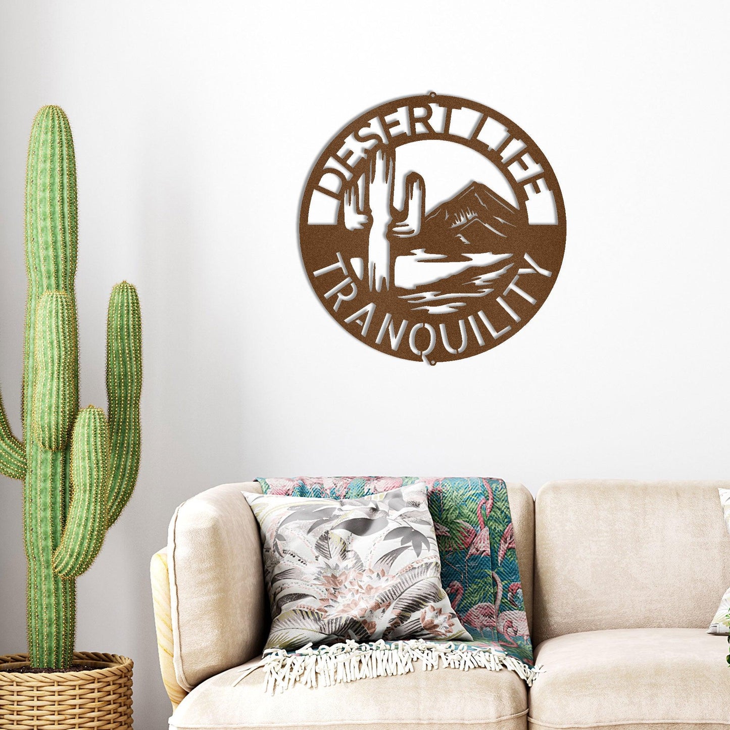 Desert Life Personalized Cactus Scene Indoor Outdoor Steel Wall Sign - Mallard Moon Gift Shop