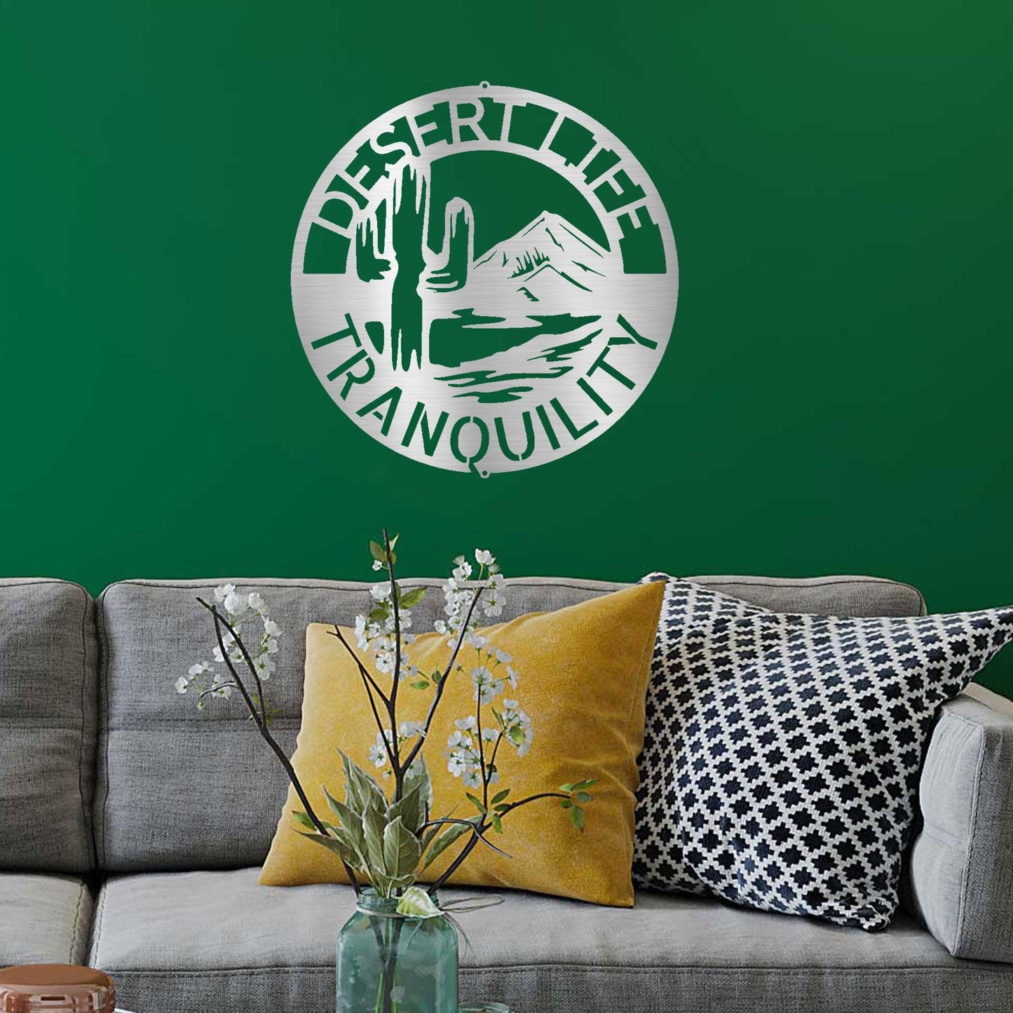 Desert Life Personalized Cactus Scene Indoor Outdoor Steel Wall Sign - Mallard Moon Gift Shop