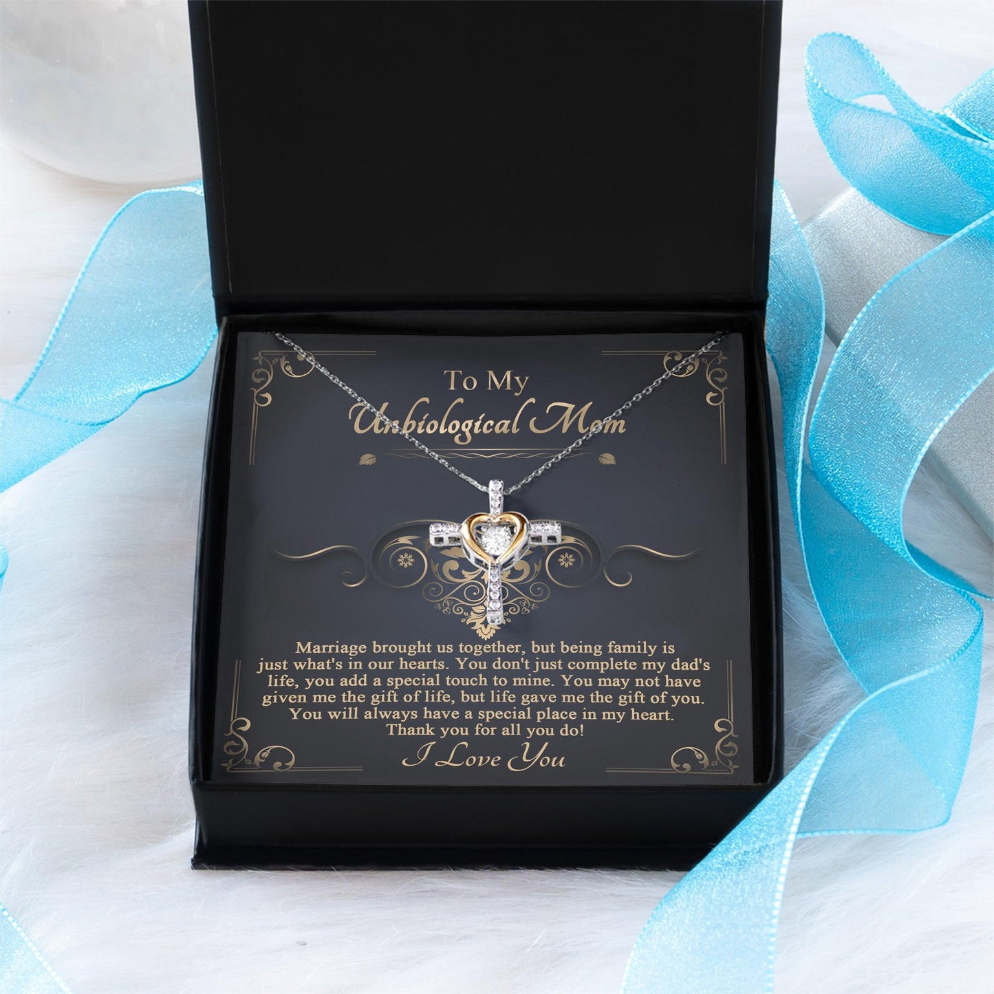 Gift for Unbiological Mother You Complete my Dad's Life Cross Pendant Necklace - Mallard Moon Gift Shop