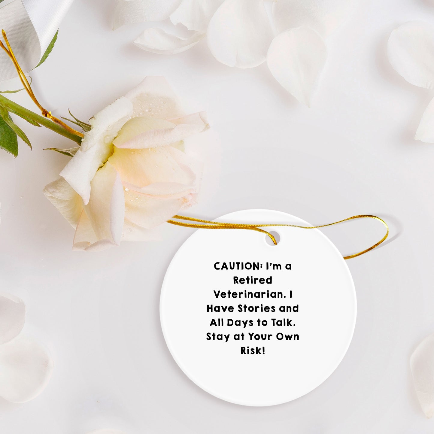 Veterinarian Gifts from Friends, Funny Circle Ornament with Caution Quote, Christmas Unique Presents for Veterinarian Men, Women, Coworkers, Family