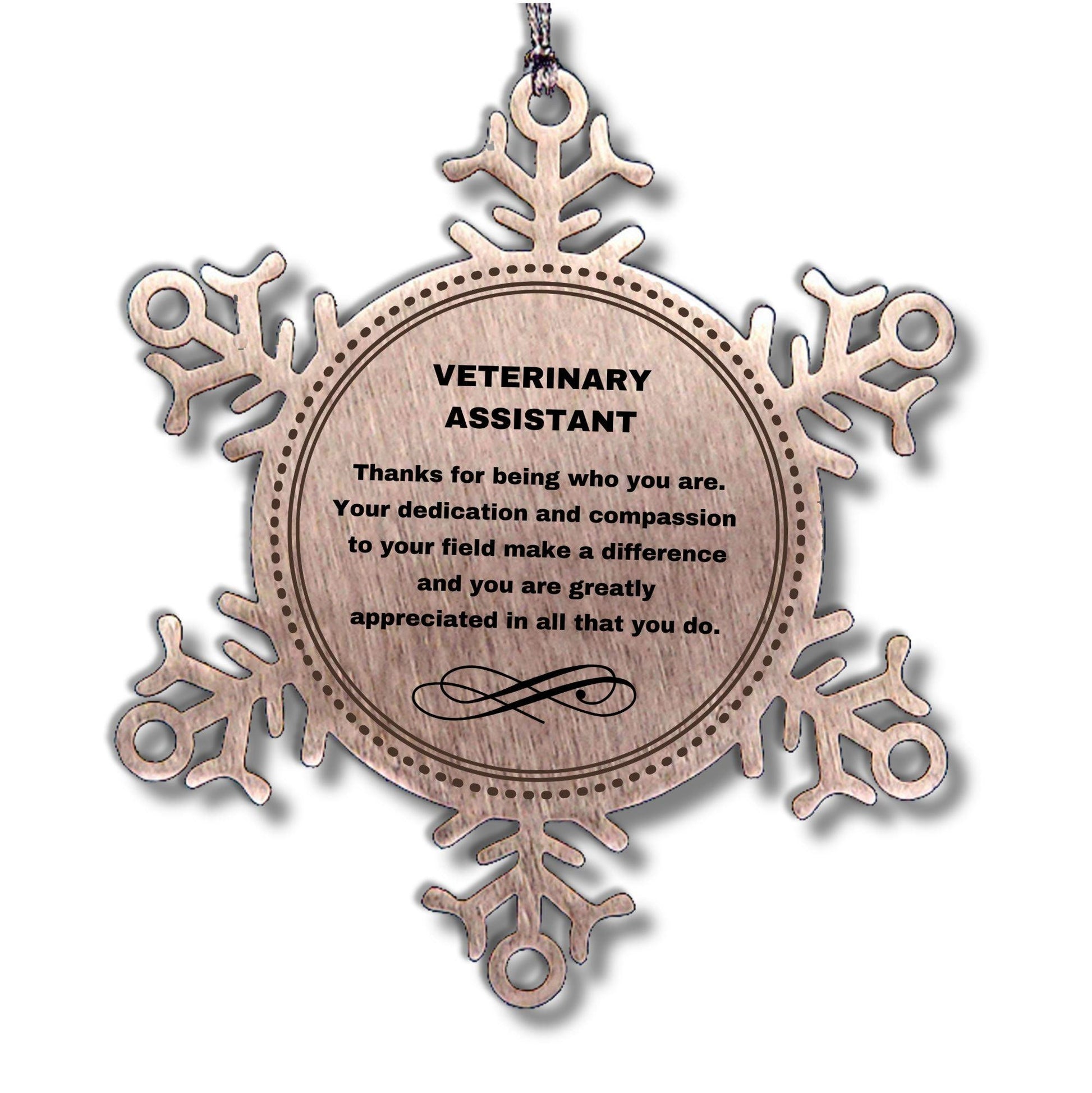 Veterinary Assistant Snowflake Ornament - Thanks for being who you are - Birthday Christmas Jewelry Gifts Coworkers Colleague Boss