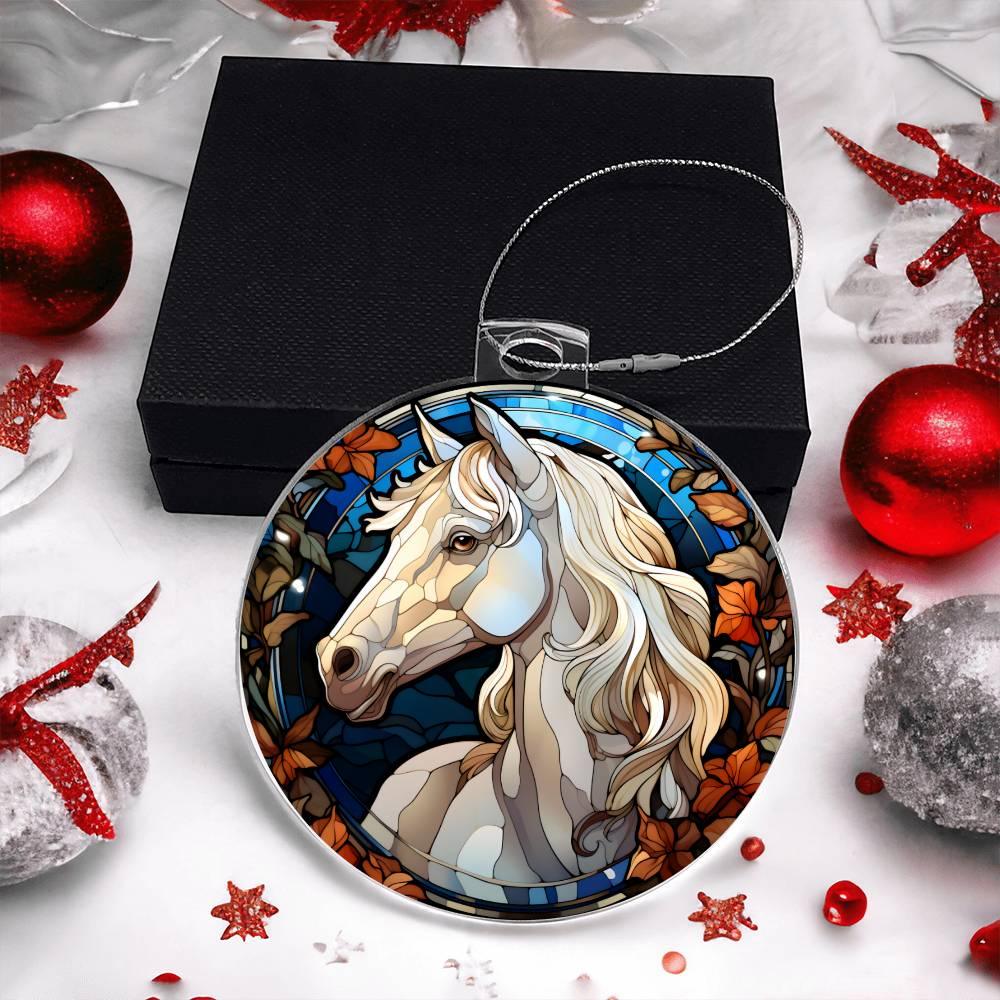 White Horse Acrylic Keepsake Ornament