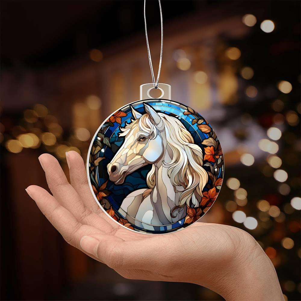 White Horse Acrylic Keepsake Ornament