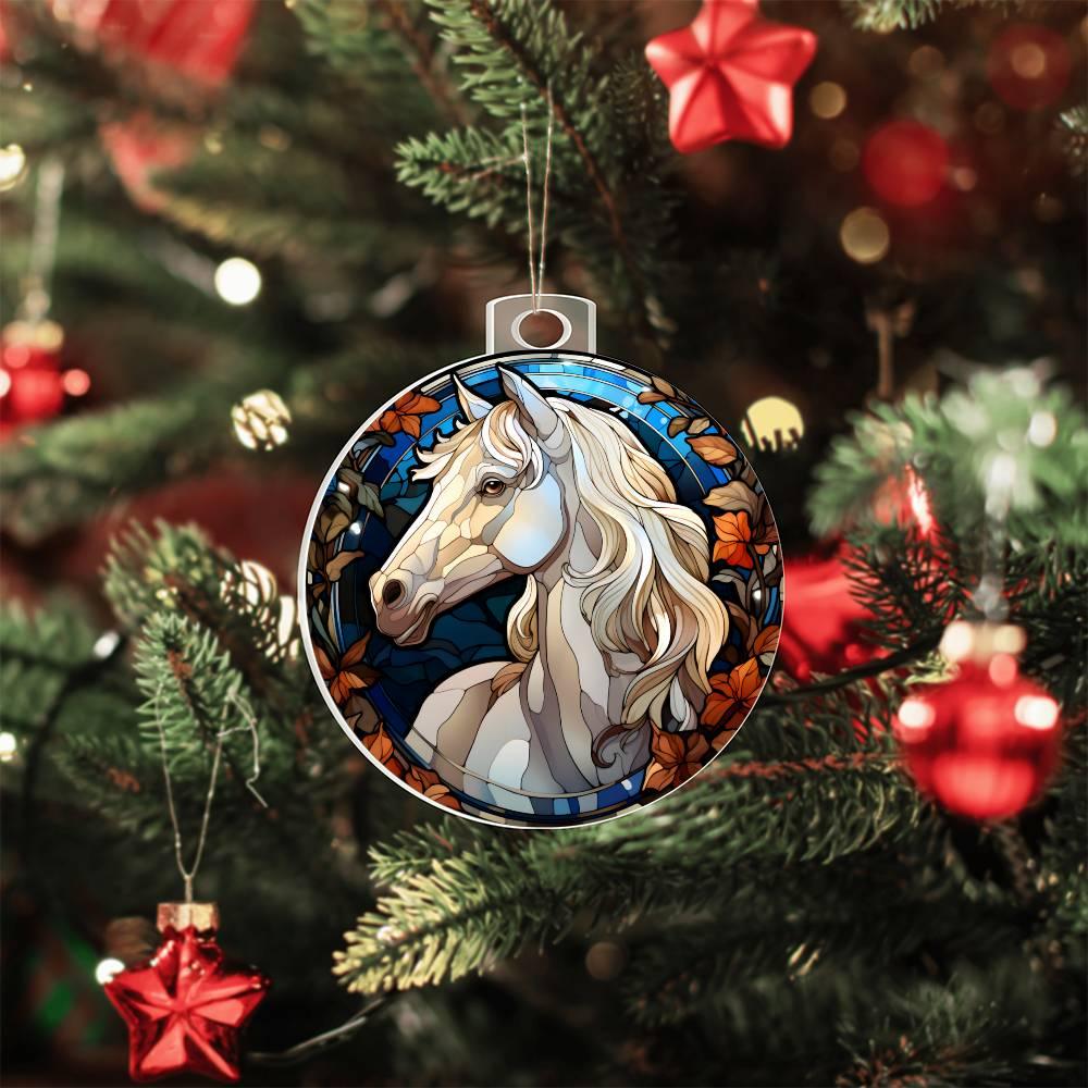 White Horse Acrylic Keepsake Ornament