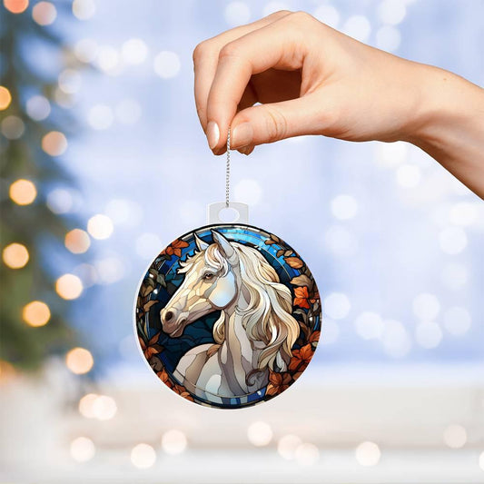 White Horse Acrylic Keepsake Ornament