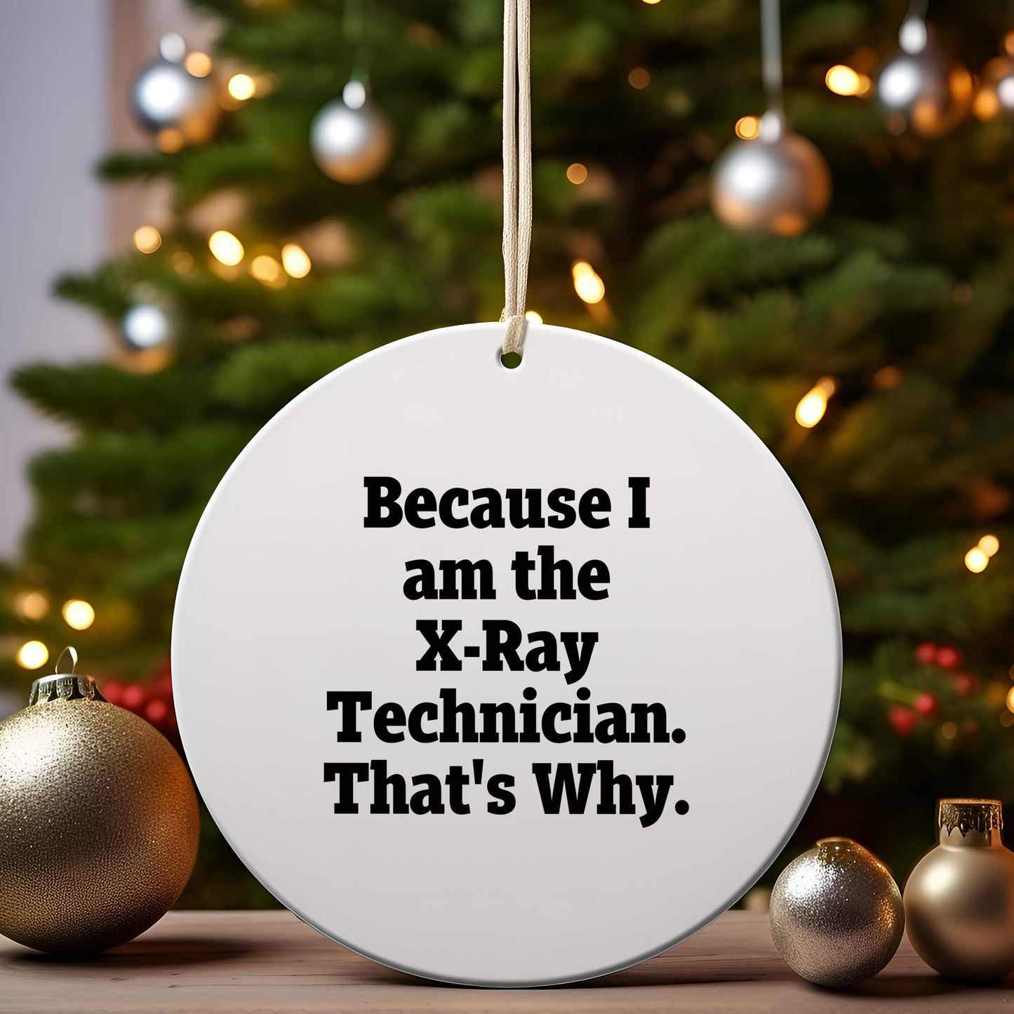 X-Ray Technician Gifts from Friends - 'Because I Am The X-ray Technician. That's Why.' Funny Circle Ornament for Christmas