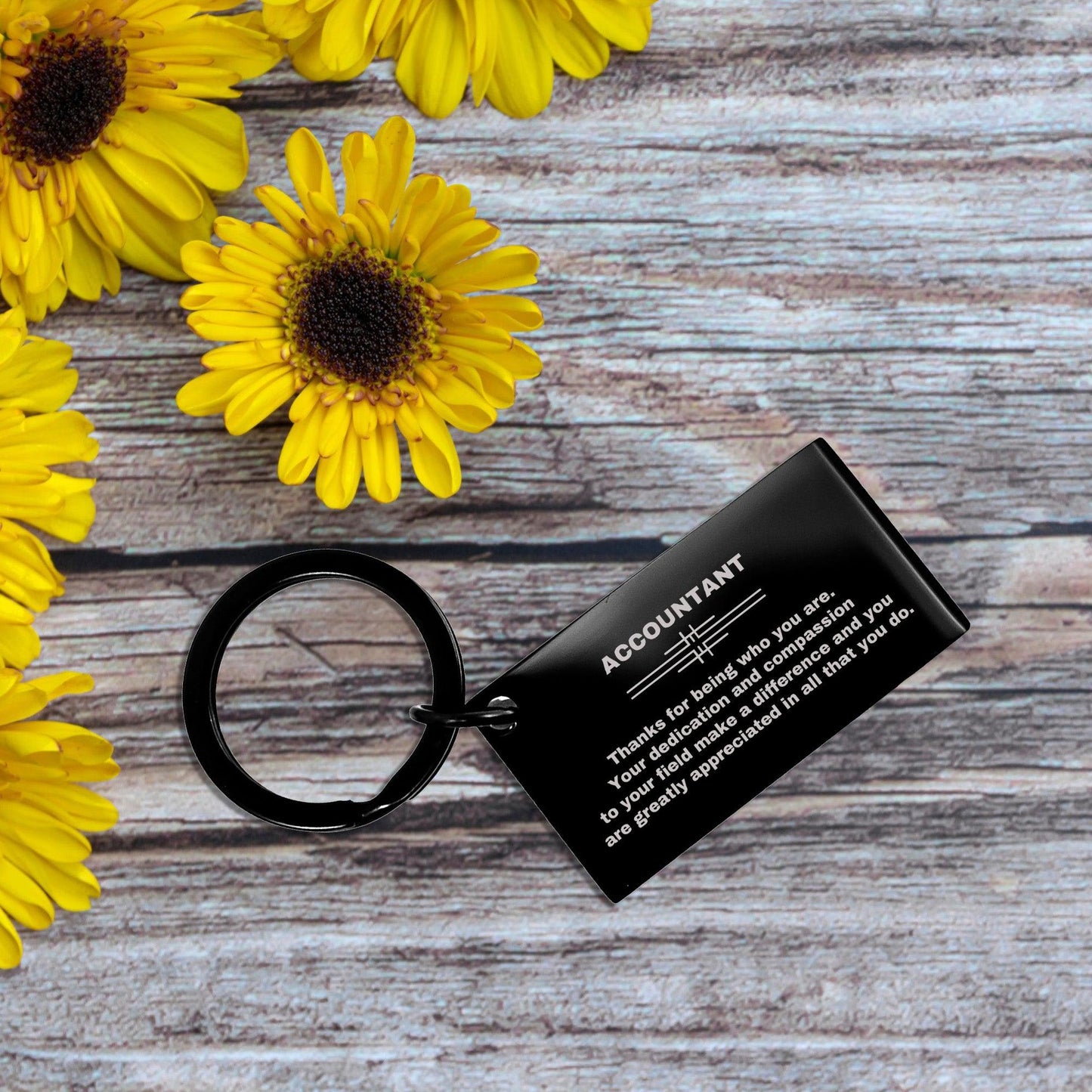 Accountant Black Engraved Keychain - Thanks for being who you are - Birthday Christmas Jewelry Gifts Coworkers Colleague Boss - Mallard Moon Gift Shop