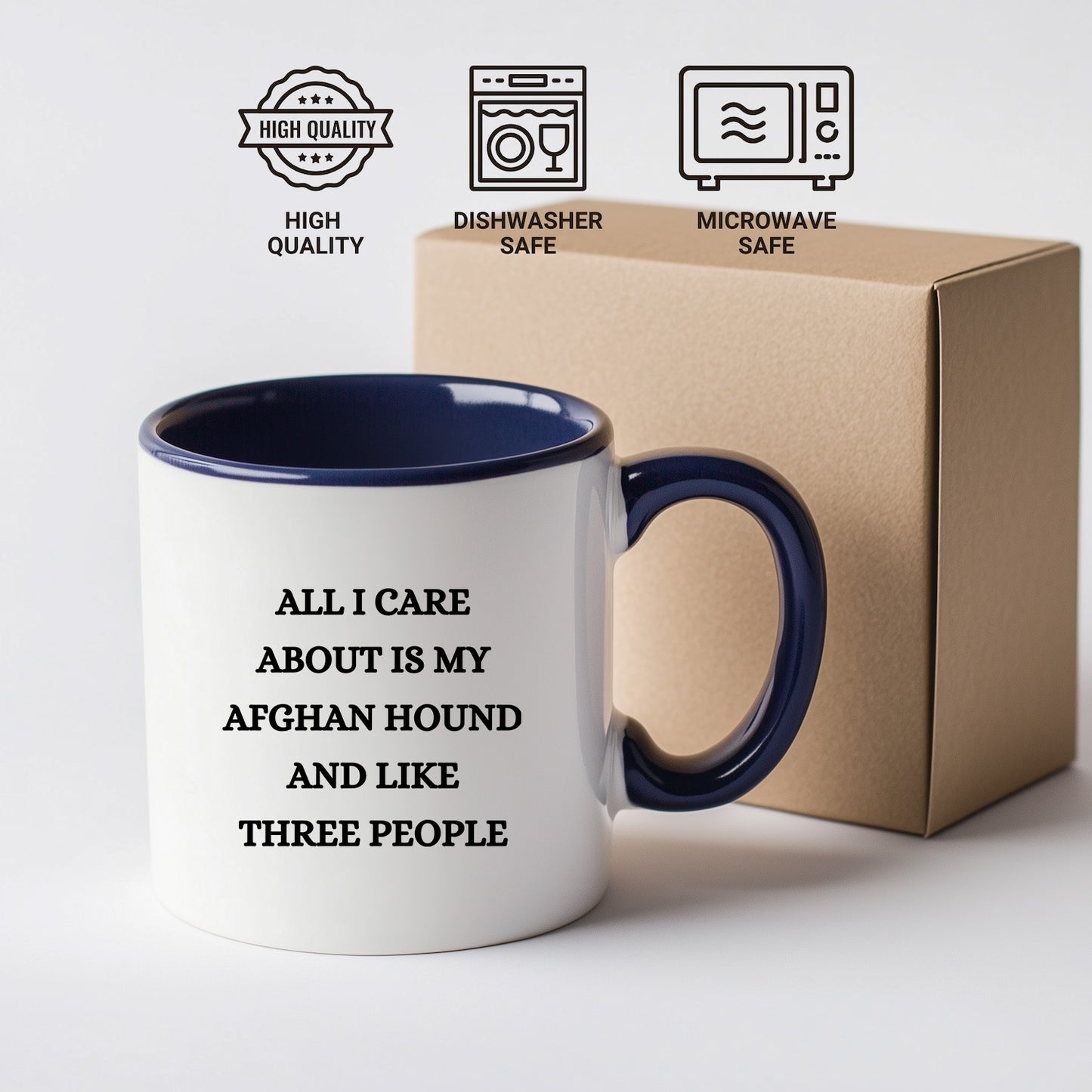 Afghan Hound Dog Lover Birthday, Christmas Gifts Two Tone Coffee Mug - All I Care About Is My Afghan Hound and Maybe Three People - Mallard Moon Gift Shop