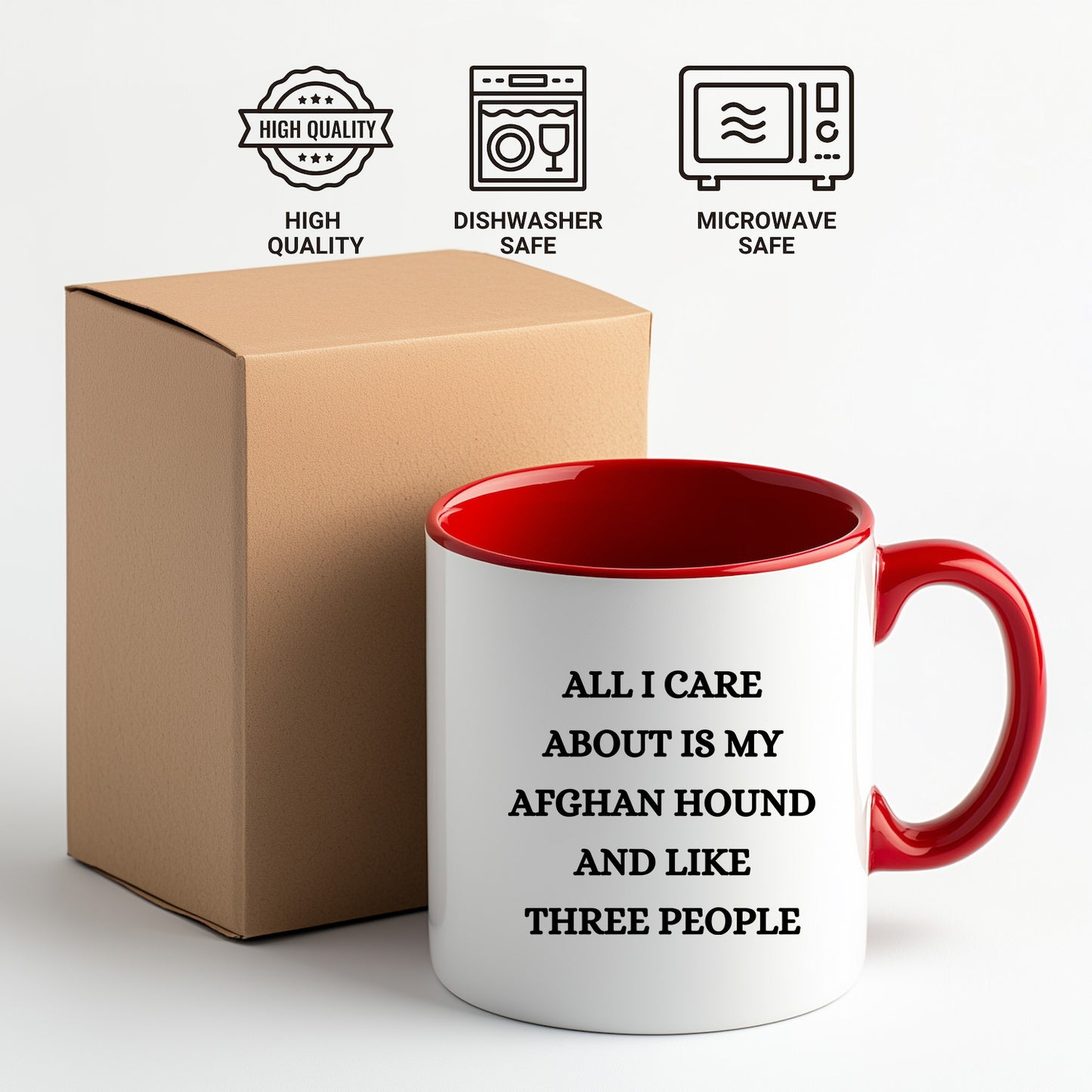 Afghan Hound Dog Lover Birthday, Christmas Gifts Two Tone Coffee Mug - All I Care About Is My Afghan Hound and Maybe Three People - Mallard Moon Gift Shop