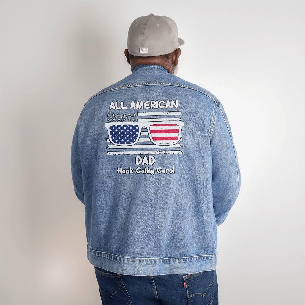 All American Dad - Papa - Grandpa - Personalized Men's Denim Jacket - Mallard Moon Gift Shop
