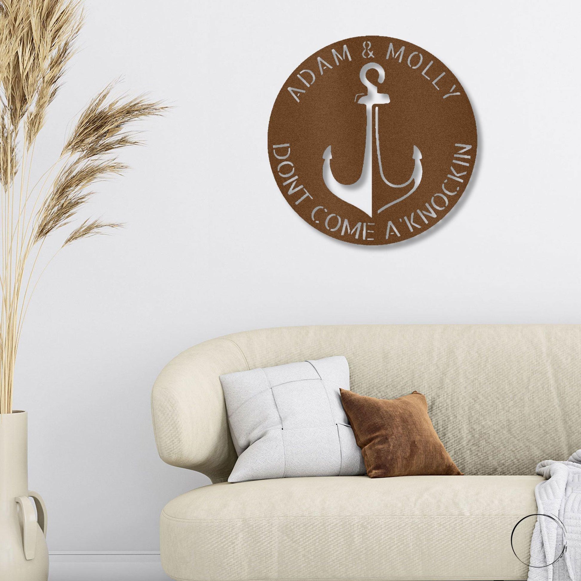 Anchor Plaque Personalized Name Indoor Outdoor Steel Wall Sign Metal Art - Mallard Moon Gift Shop