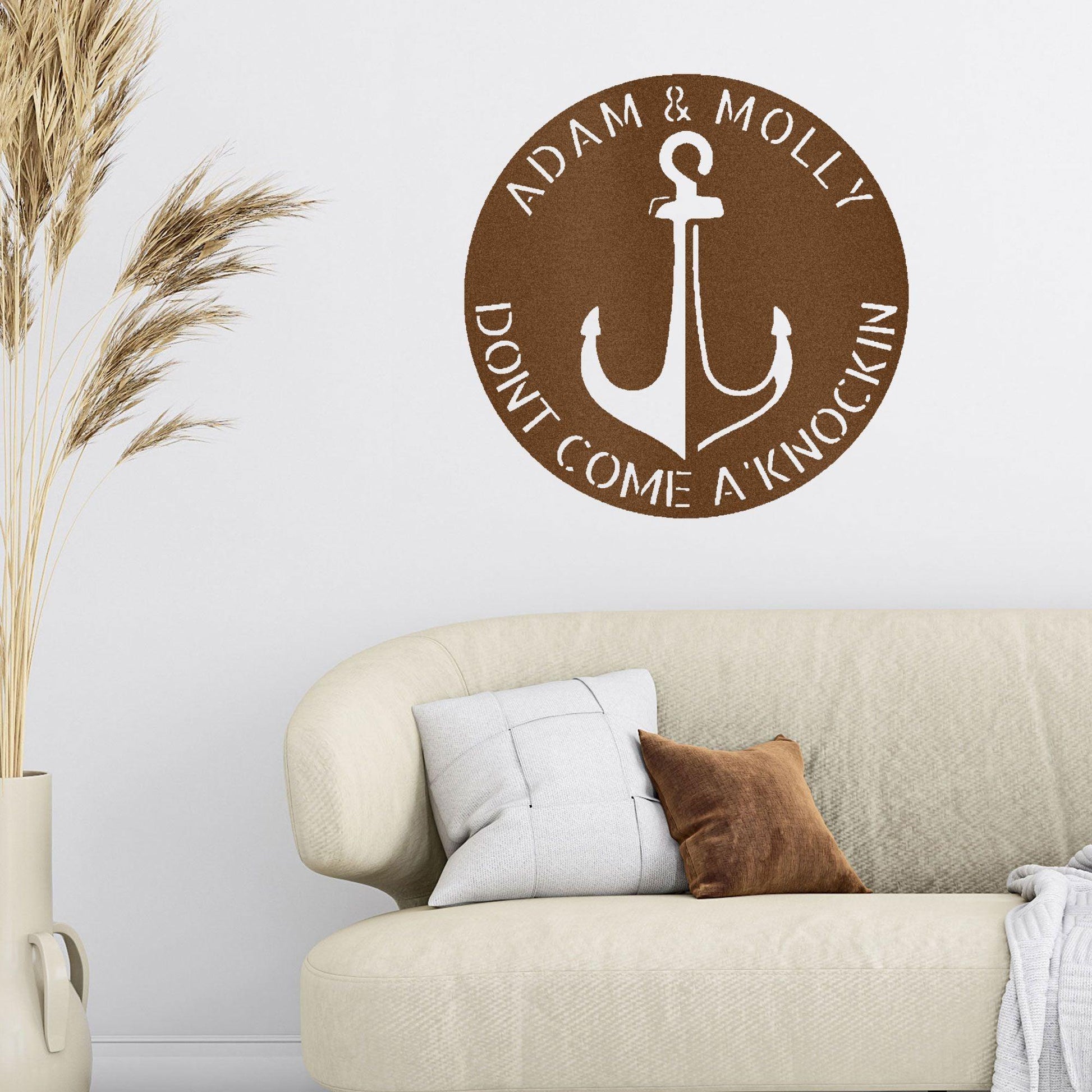 Anchor Plaque Personalized Name Indoor Outdoor Steel Wall Sign Metal Art - Mallard Moon Gift Shop