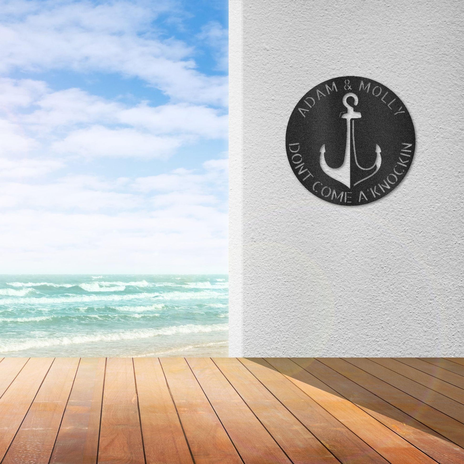 Anchor Plaque Personalized Name Indoor Outdoor Steel Wall Sign Metal Art - Mallard Moon Gift Shop