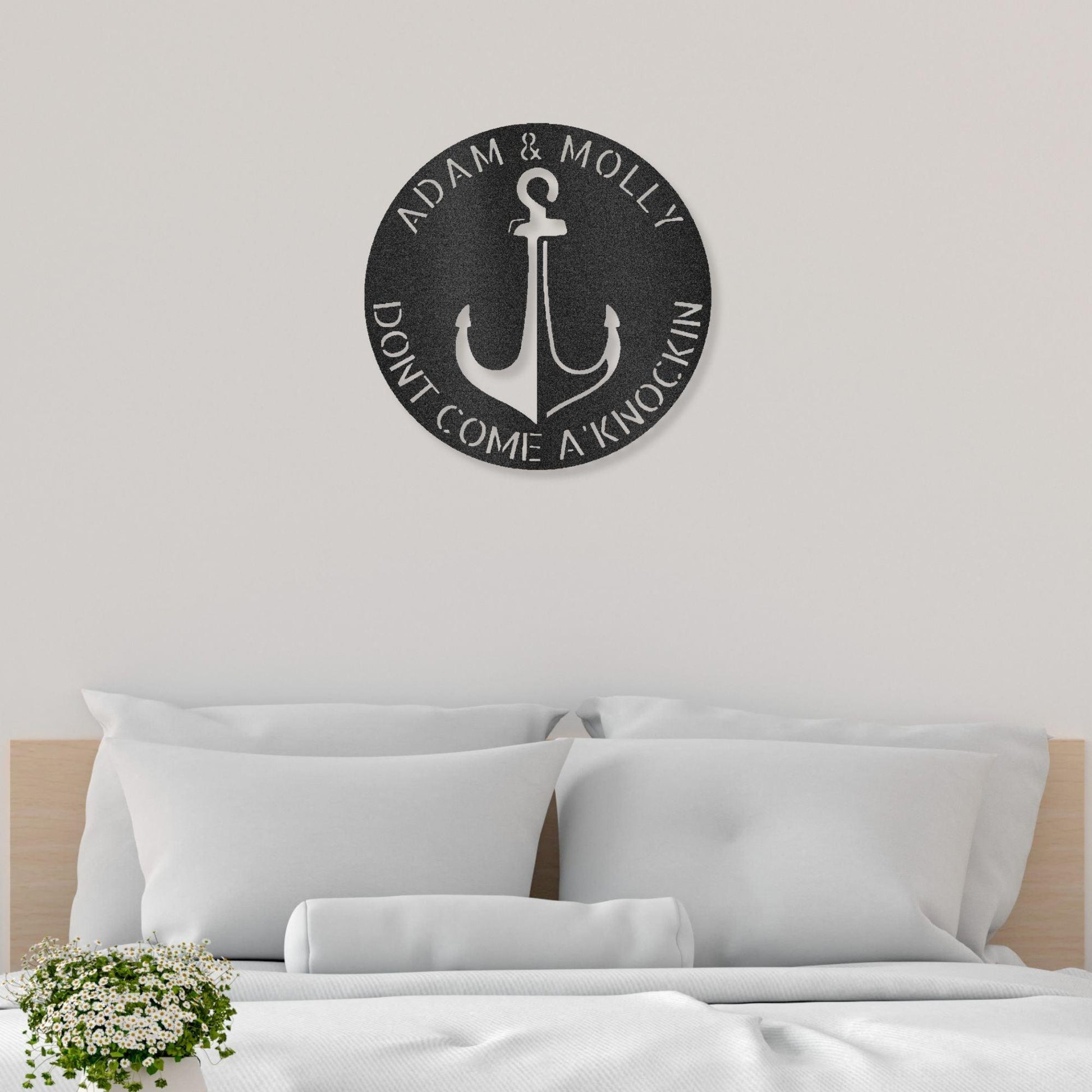 Anchor Plaque Personalized Name Indoor Outdoor Steel Wall Sign Metal Art - Mallard Moon Gift Shop