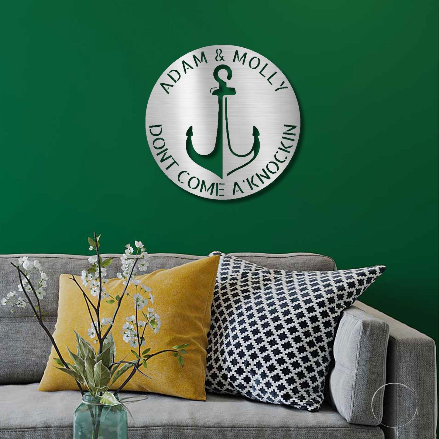 Anchor Plaque Personalized Name Indoor Outdoor Steel Wall Sign Metal Art - Mallard Moon Gift Shop