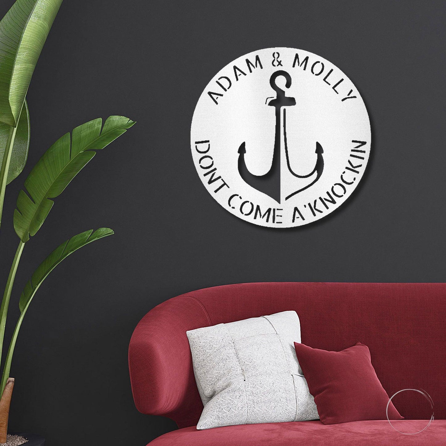 Anchor Plaque Personalized Name Indoor Outdoor Steel Wall Sign Metal Art - Mallard Moon Gift Shop