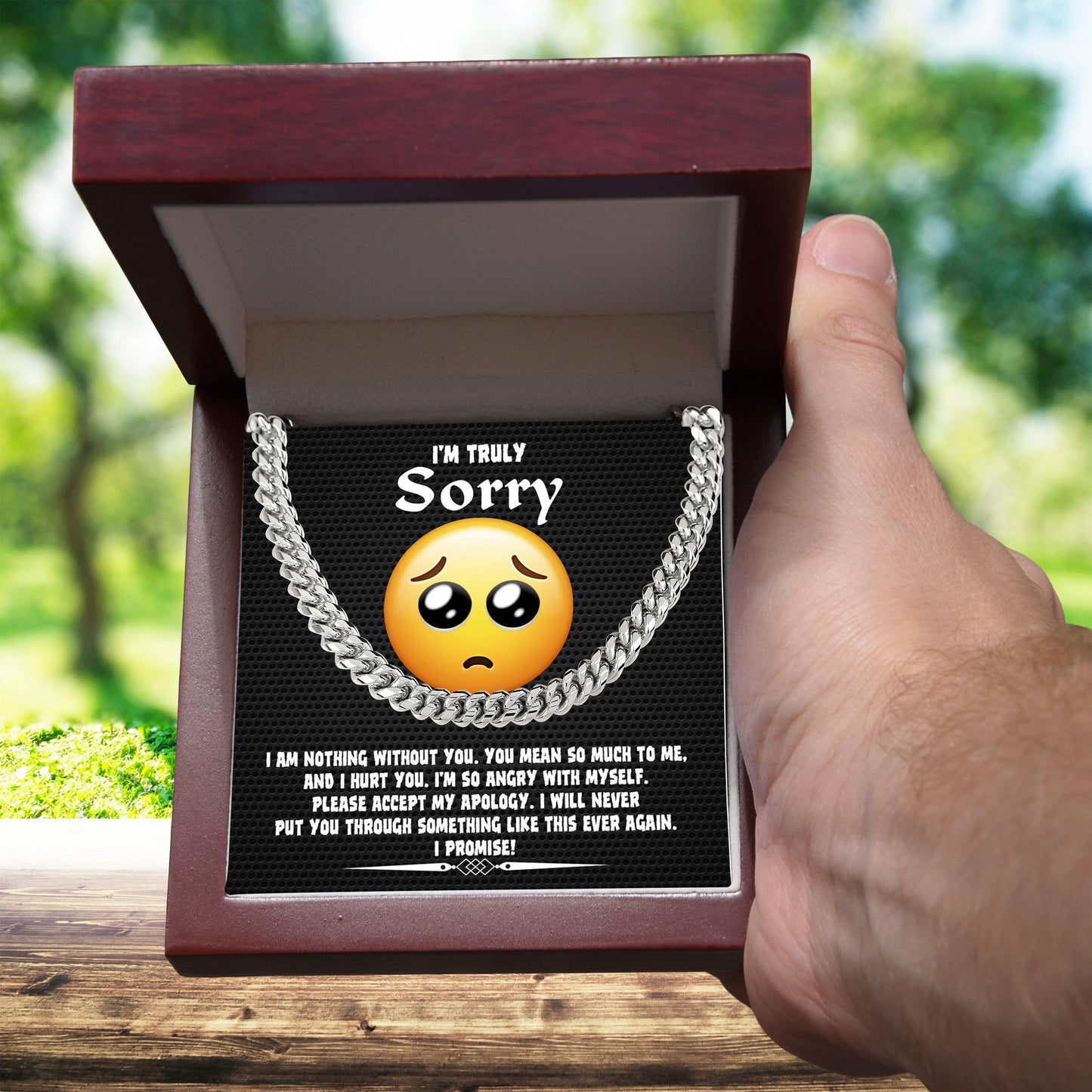 Apology Gift for Him-Sorry, Accept My Apology-Cuban Link Chain Necklace - Mallard Moon Gift Shop