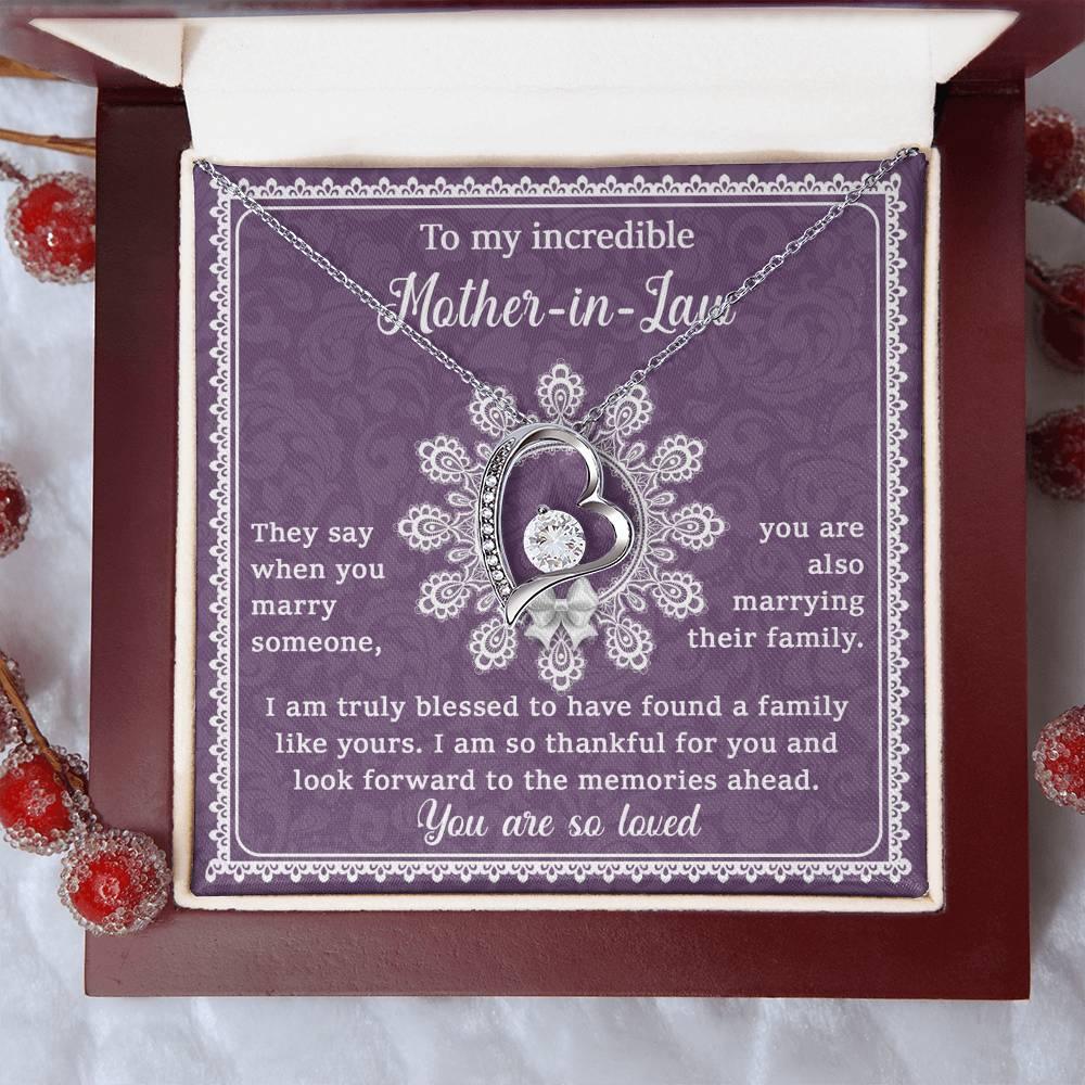 Mother-in-Law Gift I am Truly Blessed for the Memories Ahead Heart Pendant Necklace - Mallard Moon Gift Shop
